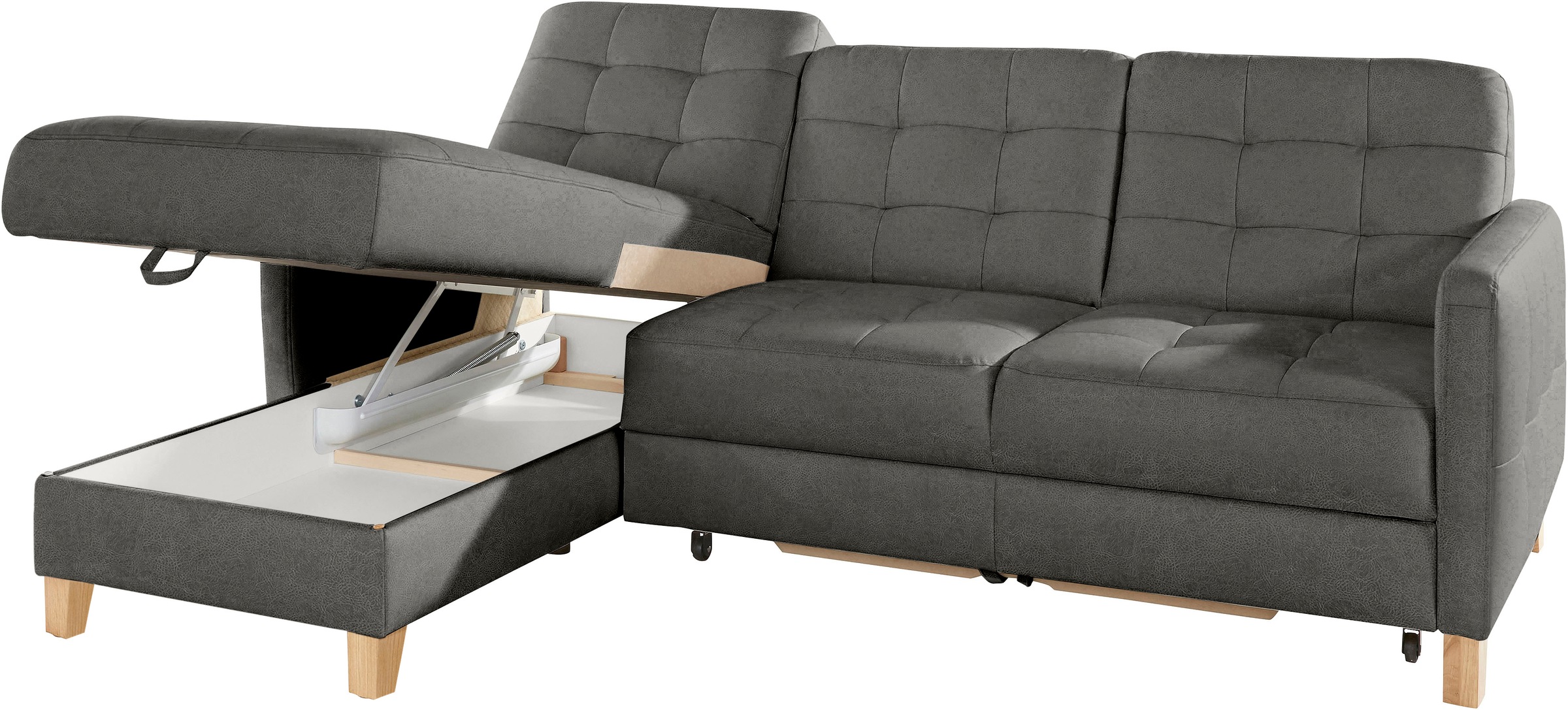 exxpo - sofa fashion Ecksofa »Elio, kompakt und komfortabel, bequem und zeitloses Design, L-Form«, wahlweise mit Bettfunktion