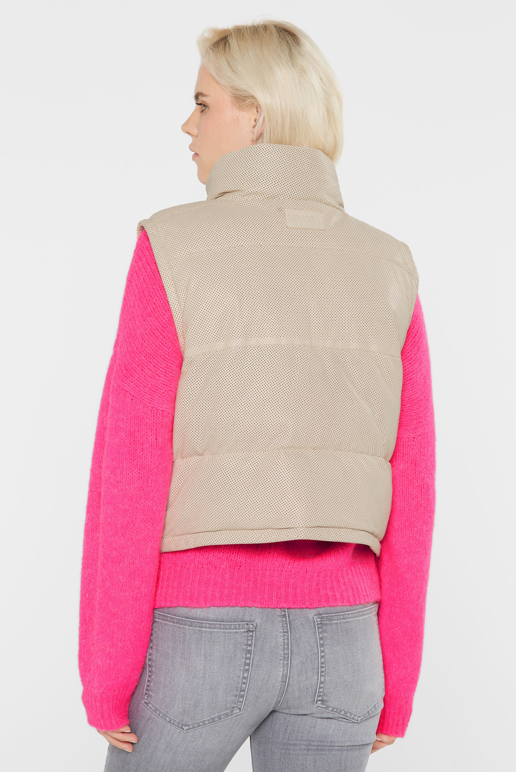 SENSES.THE LABEL Lederweste mit verstellbarem Gummizug im Saum