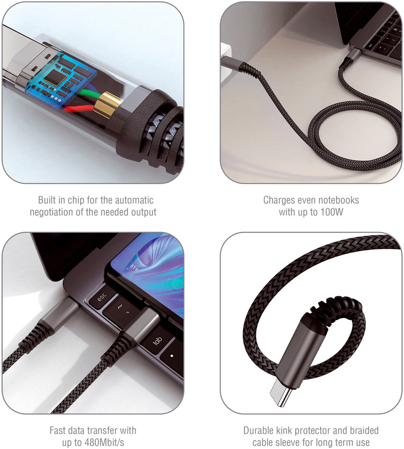 4smarts USB-Kabel »PremiumCord USB-C auf USB-C 100W«, USB Typ C-USB Typ C, 300,00 cm