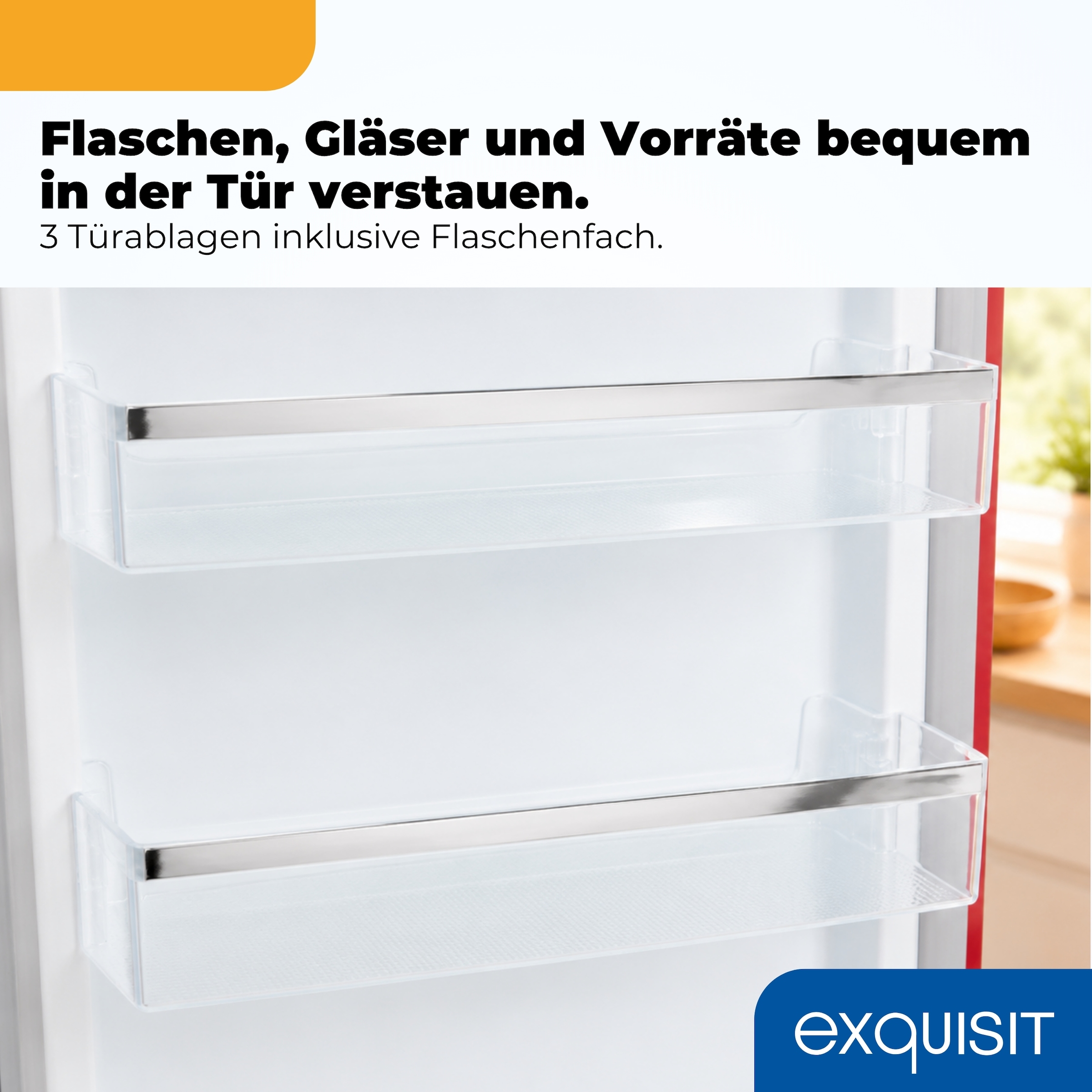 exquisit Kühlschrank »RKS120-V-H-160C rot« 89,5 cm hoch 54,5 cm breit LED-Beleuchtung, verstellbare Glasböden, Retro-Design