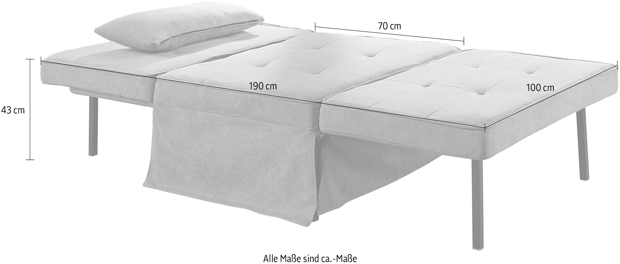 ATLANTIC home collection Schlafsofa Finn, wandelbar zum Loungesessel, Relaxliege und Gästebett, inkl. Kissen