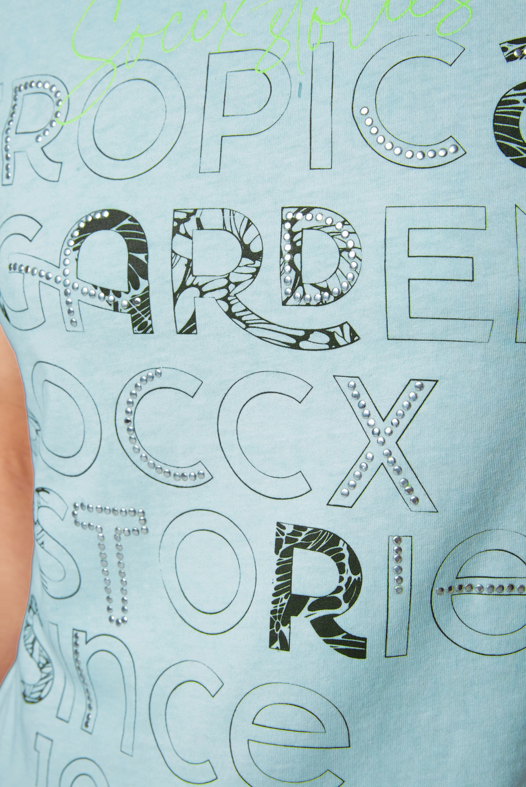 SOCCX Rundhalsshirt, mit offener Kante am Ausschnitt