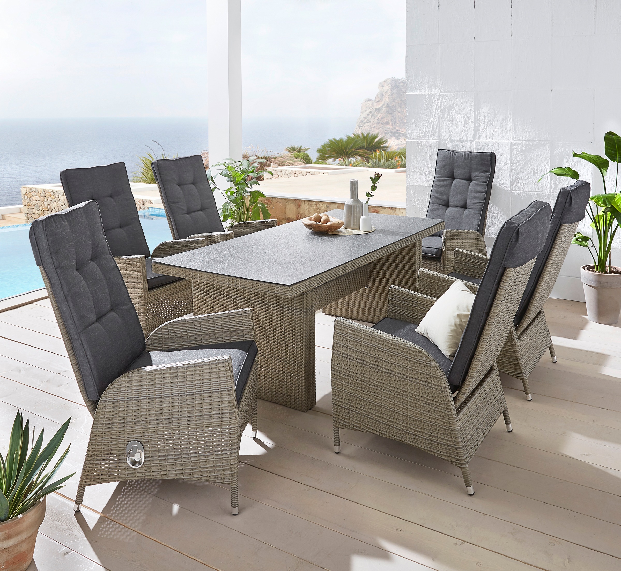 KONIFERA Garten-Essgruppe "Brisbane" Set, 6 Sessel, Rückenlehne verstellbar günstig online kaufen