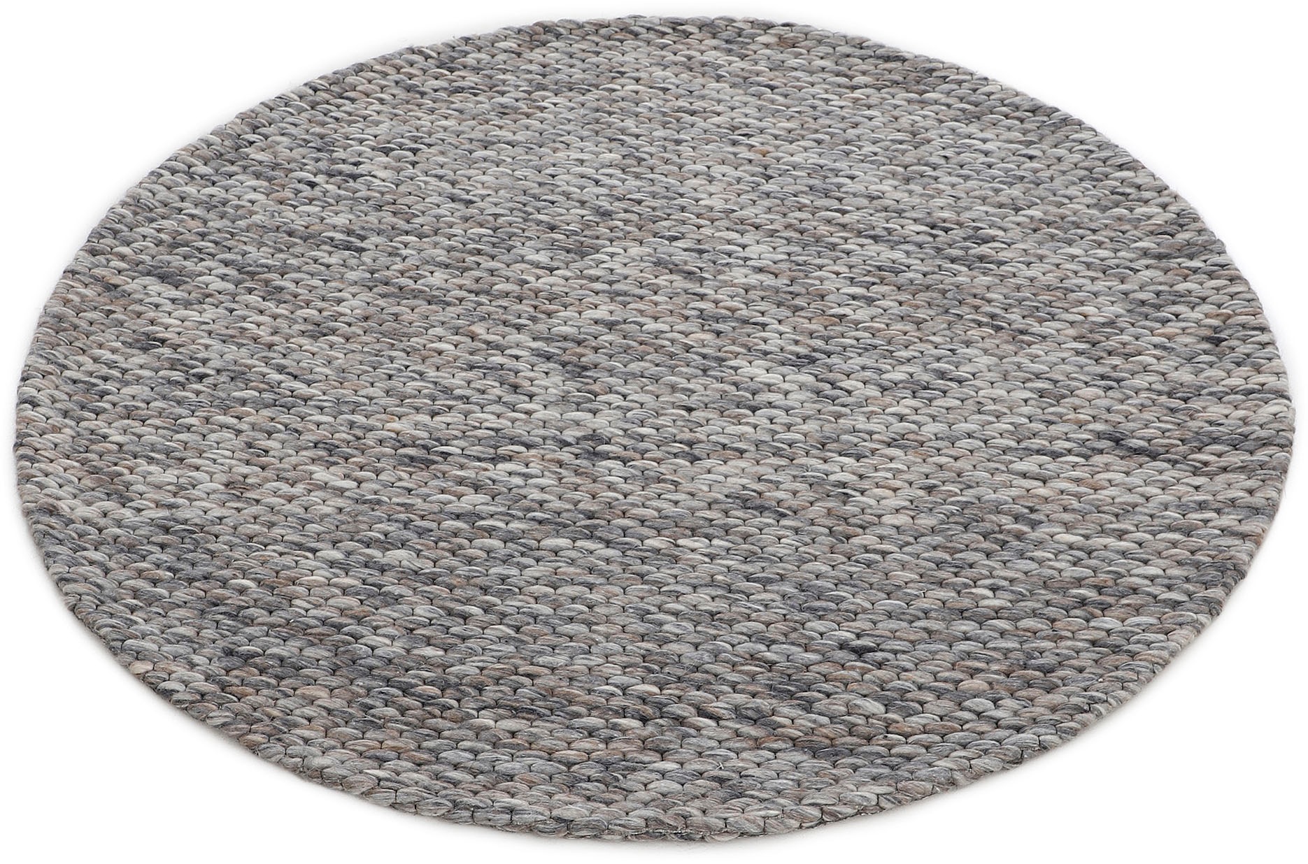 carpetfine Wollteppich »Sina«, rund, 14 mm Höhe, grobe Struktur, Zeitloses Design, reine Wolle, Wohnzimmer