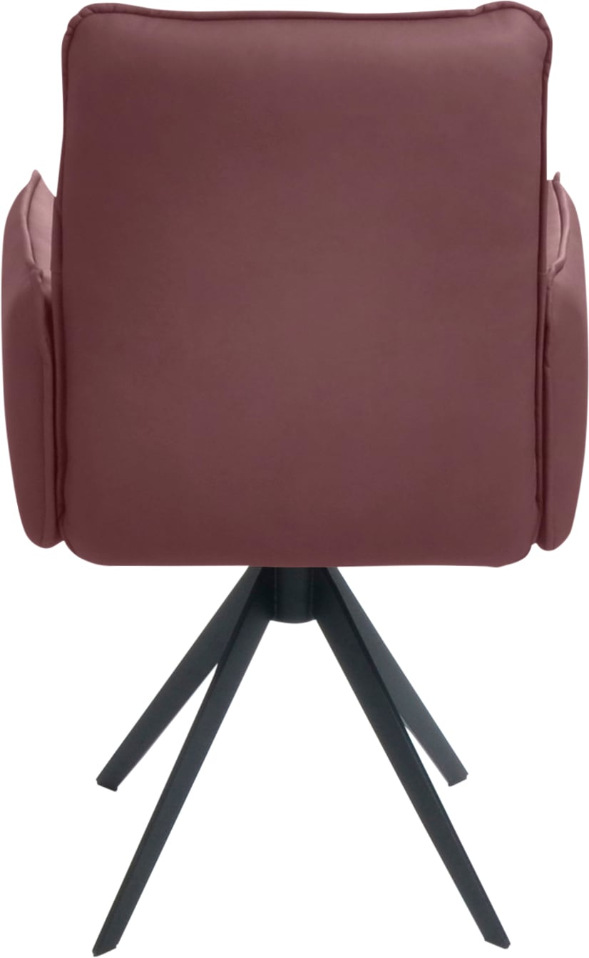 K+W Komfort & Wohnen Drehstuhl, Leder, Blitzdrehkreuz und Rückholfunktion, dekorativer 12mm Biese