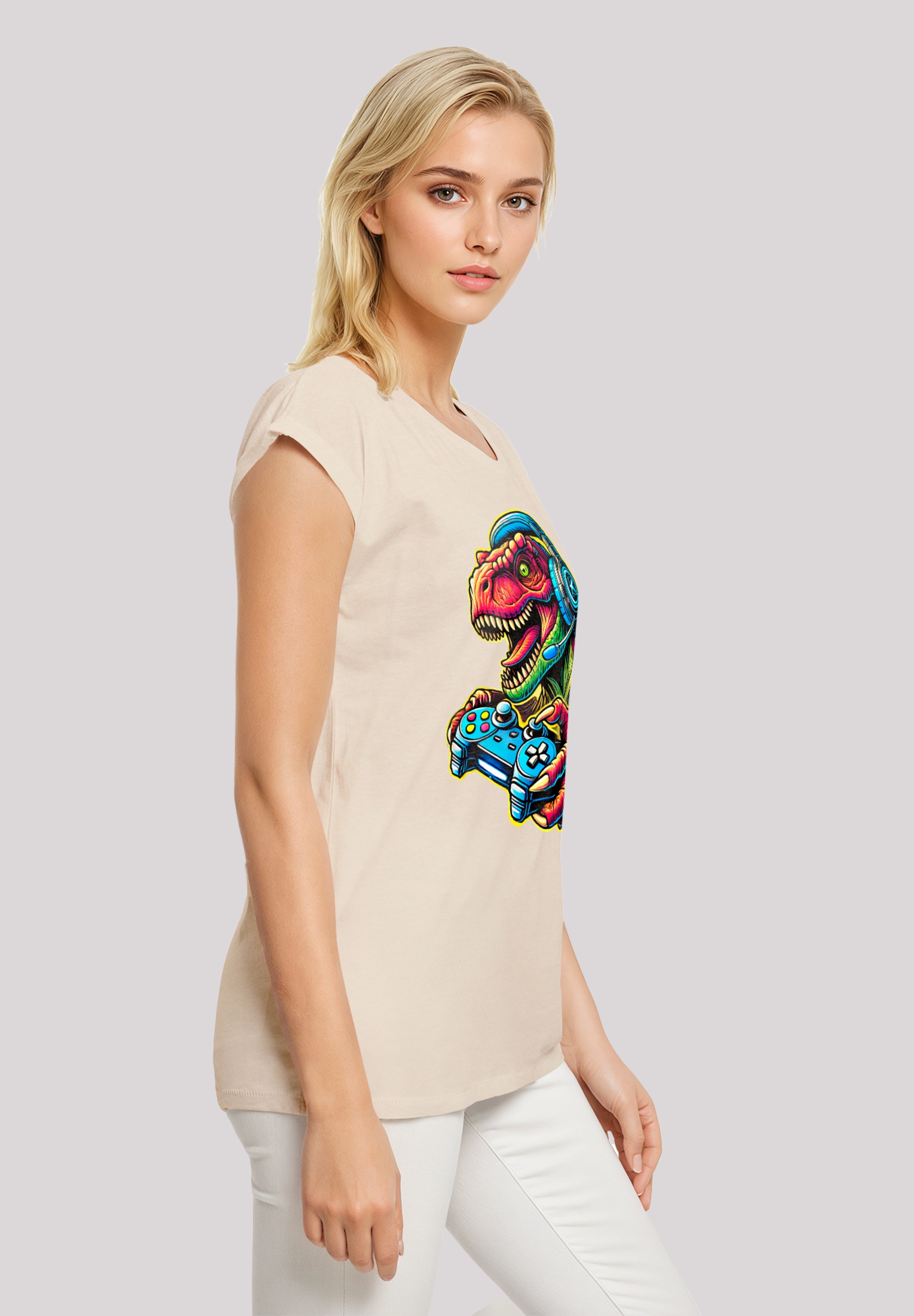 F4NT4STIC T-Shirt »Dinosaurier Gamer«, Premium Qualität
