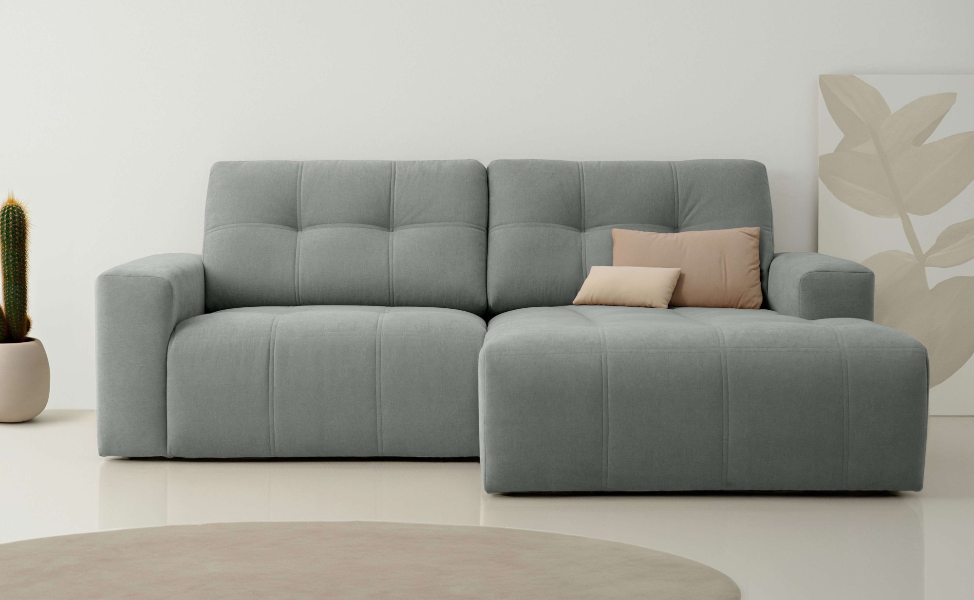 OTTO home Ecksofa "Turnon, Lounge-sofa, Breite 221 cm" Chenille, mit Knopf- und Doppelsteppung, elegantes Aussehen
