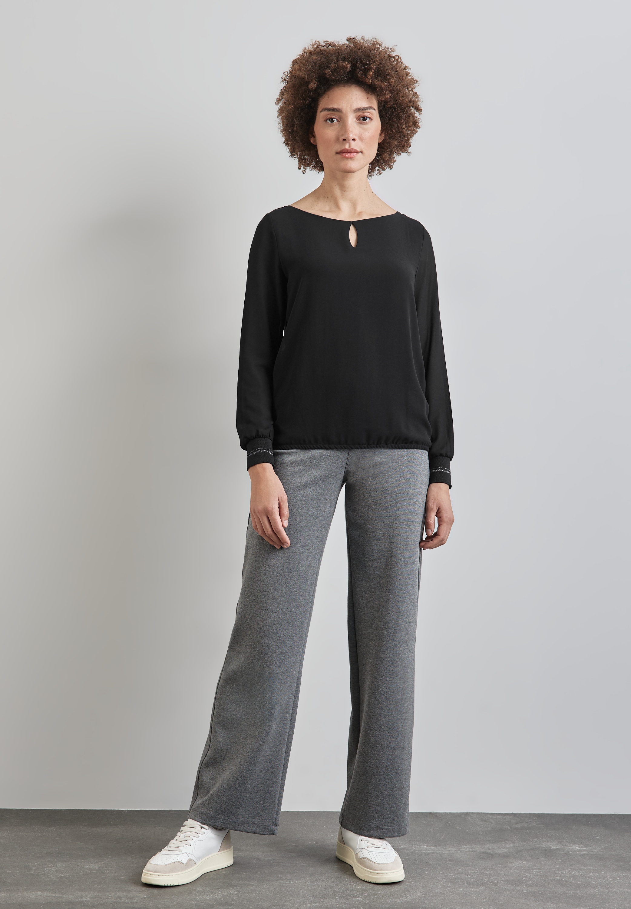 STREET ONE Langarmshirt, mit Elastiksaum