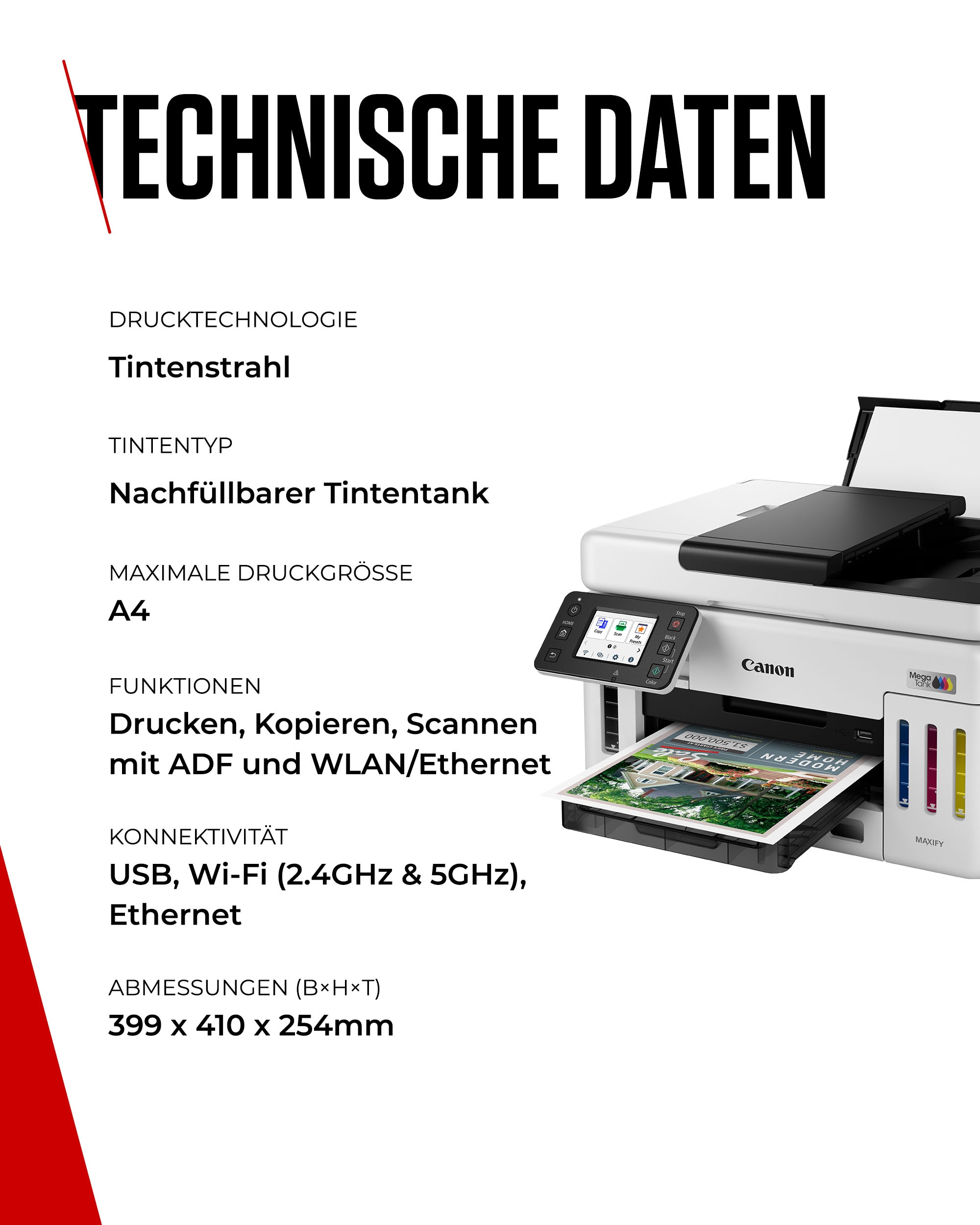 Canon Multifunktionsdrucker »MAXIFY GX6150« 3in1 Tintenstrahl-Multifunktionsgerät mit ADF/ niedrigen Druckkosten