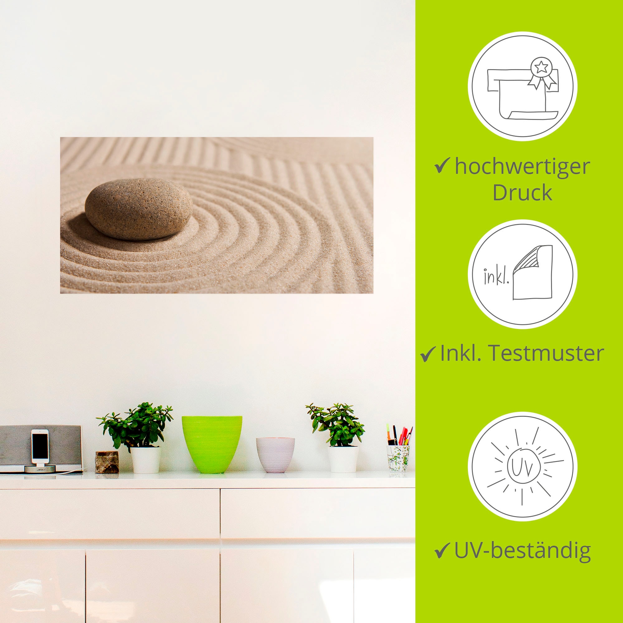 Artland Wandbild »Mini Zen Garten - Sand«, Zen, (1 St.), als Leinwandbild, Poster, Wandaufkleber in verschied. Größen