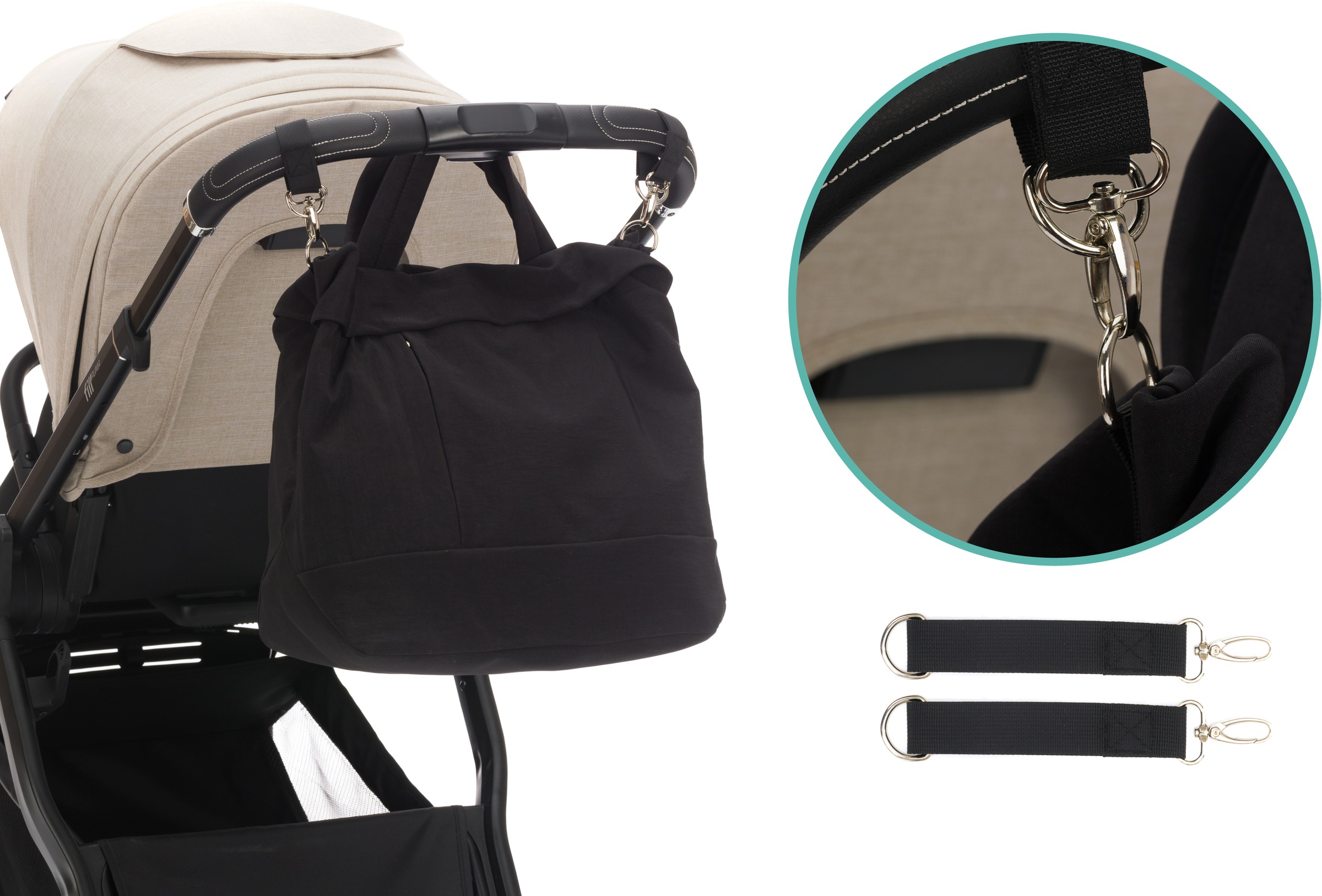 Fillikid Wickeltasche »Palma, schwarz«, mit Thermotasche und Wickelunterlage