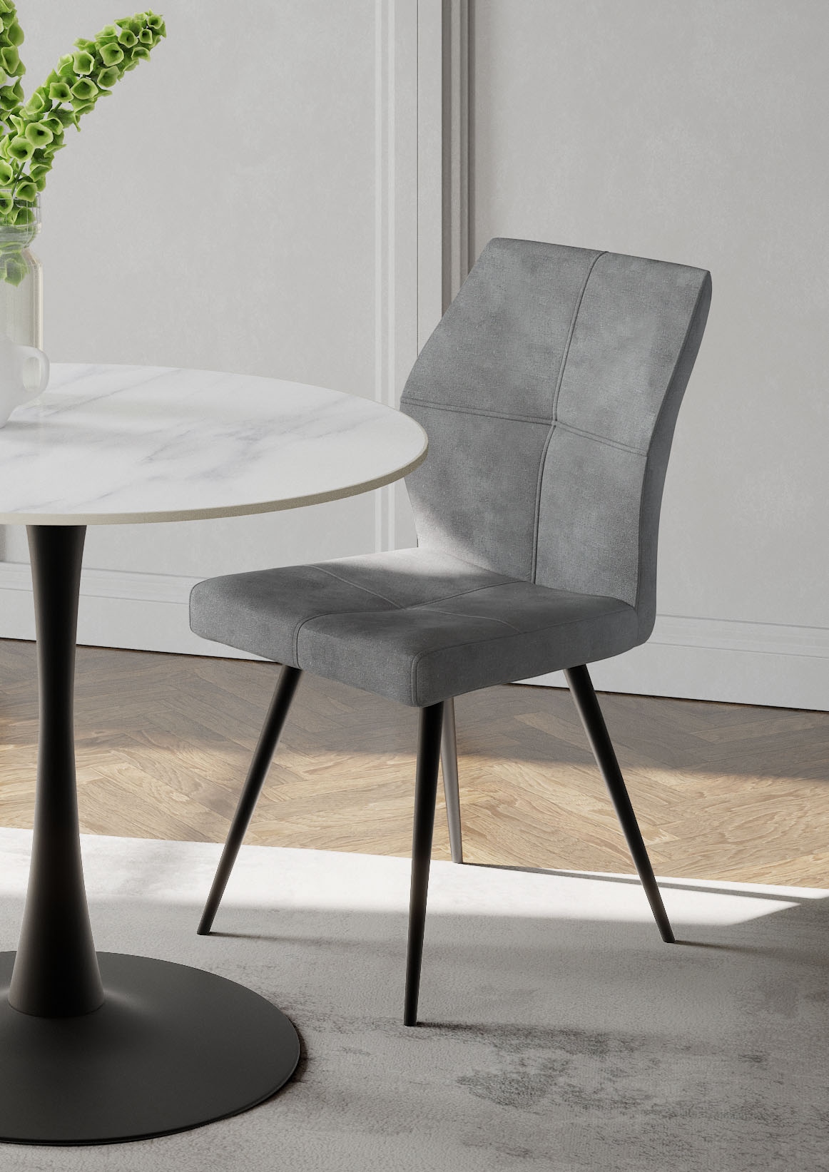 HELA 4-Fußstuhl »ALLY« (Set) 2 Stk.4-Fuß, 360° drehbar, gepolstert, Vintage Velvet mit Steppnähten