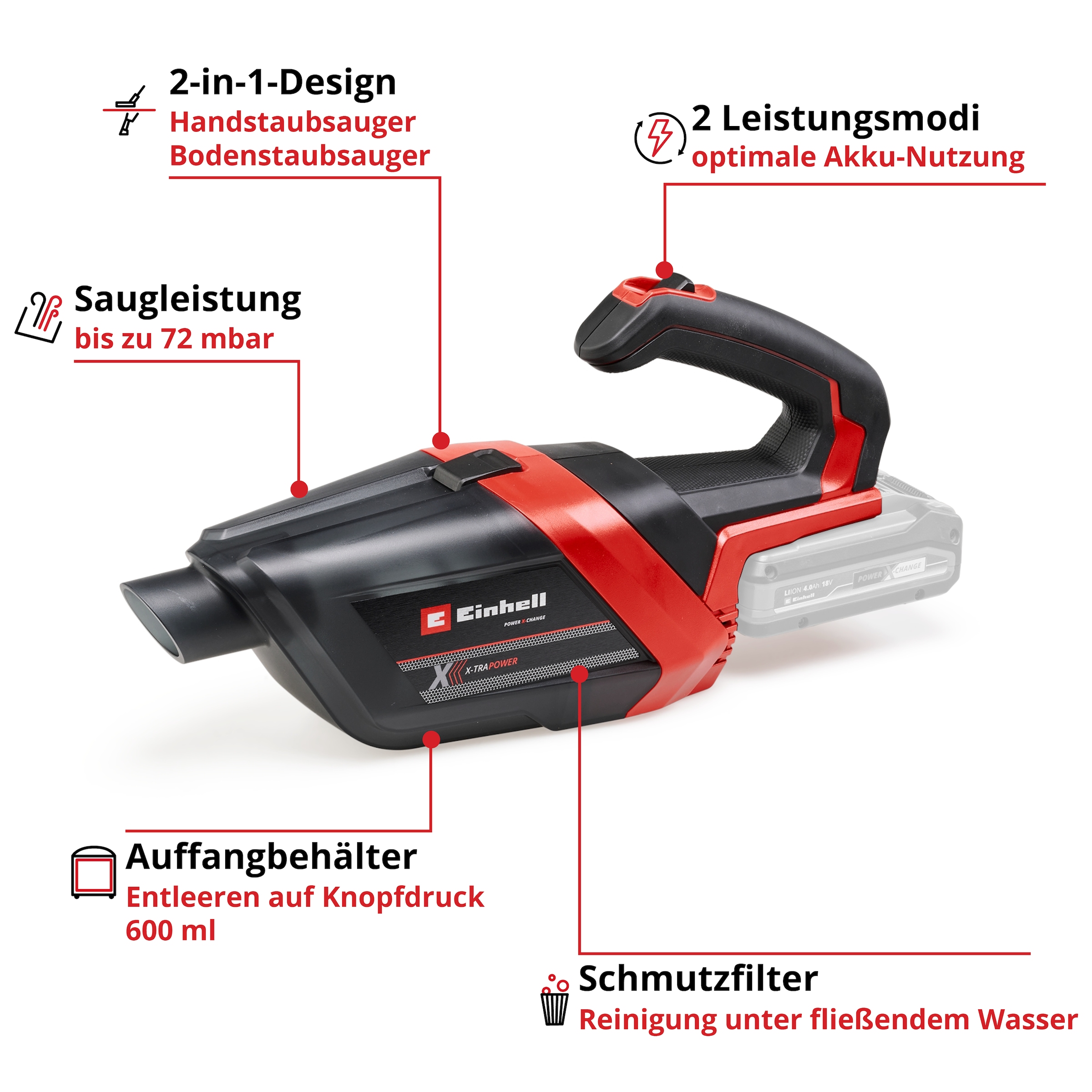 Einhell Akku-Handstaubsauger »TE-HV 18/06 Li - Solo« ohne Akku und Ladegerät
