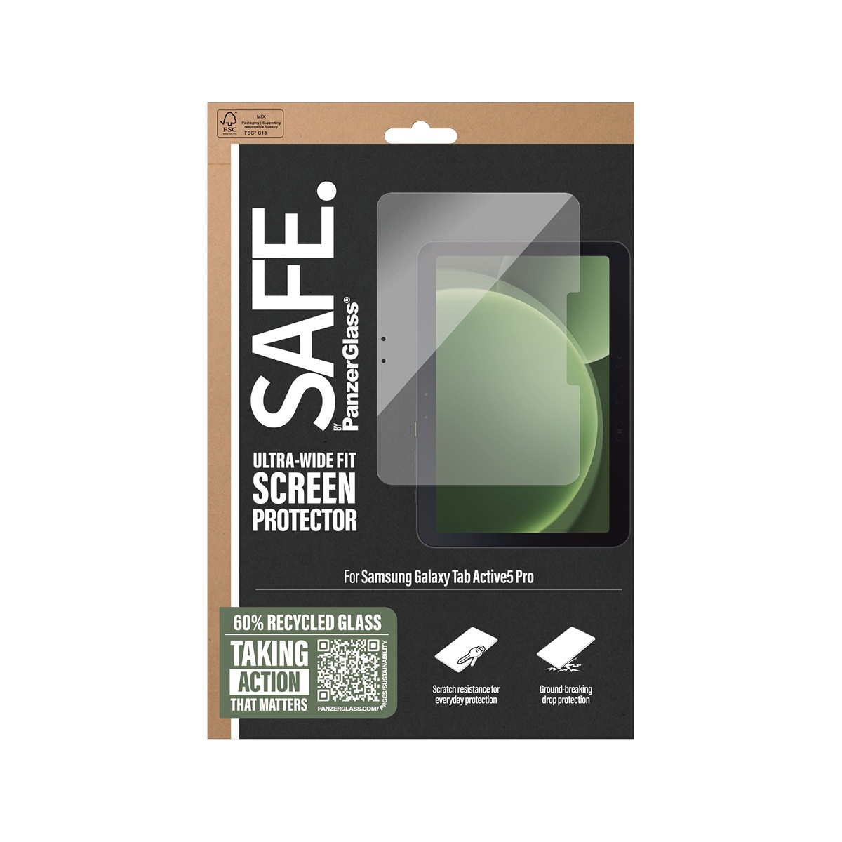 SAFE by PanzerGlass Displayschutzglas »Ultra-Wide Fit Screen Protector für Samsung Galaxy Tab Active5 Pro«, für Samsung Galaxy Tab Active5 Pro, Displayschutzfolie, Schutzfolie, Bildschirmschutz, kratz- & stoßfest