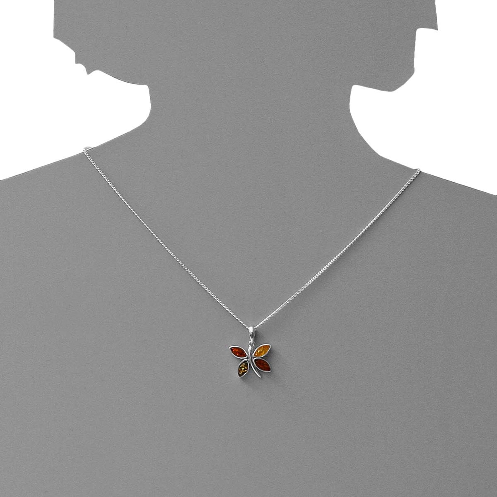 OSTSEE-SCHMUCK Kette mit Anhänger »- Schmetterling - Silber 925/000 - Bernstein«