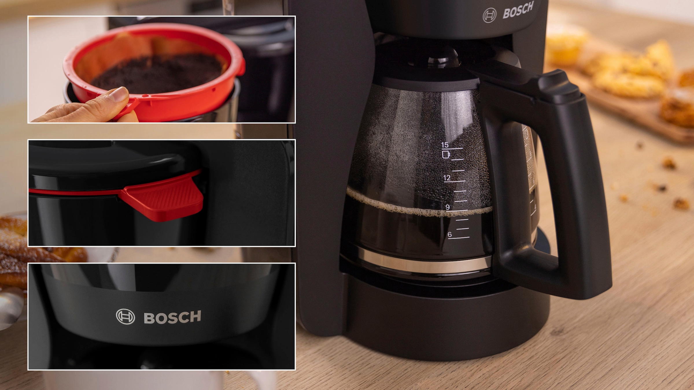 BOSCH Filterkaffeemaschine »MyMoment TKA3M133«, 1,25 l Kaffeekanne, Papierfilter, 1x4, 60min Warmhaltefunktion, Aroma intense, Entkalkungsprogramm, 1200 W