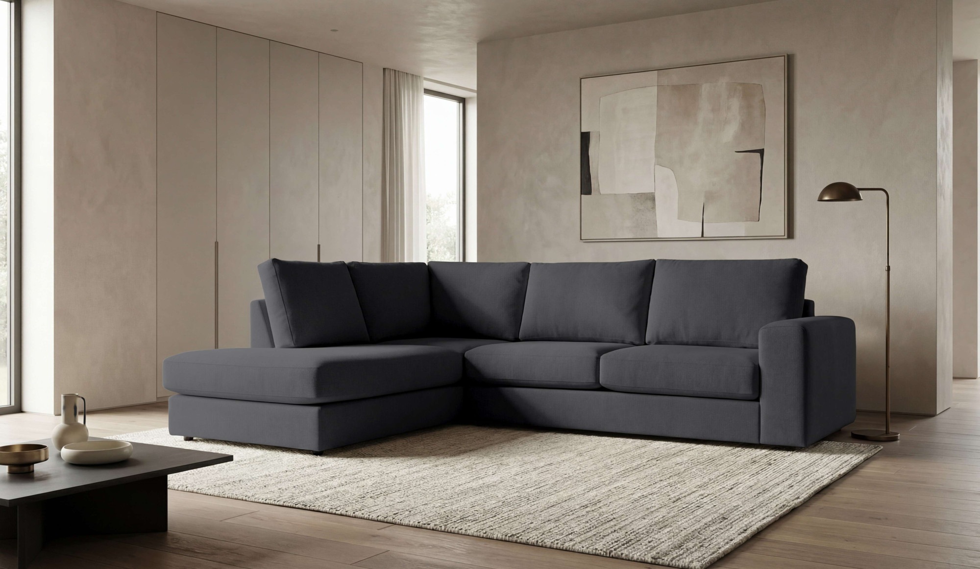 OTTO home Ecksofa »Nivette, weiches Chenille« Breite 292 cm, L-Form, bodentief, mit Wellenunterfederung