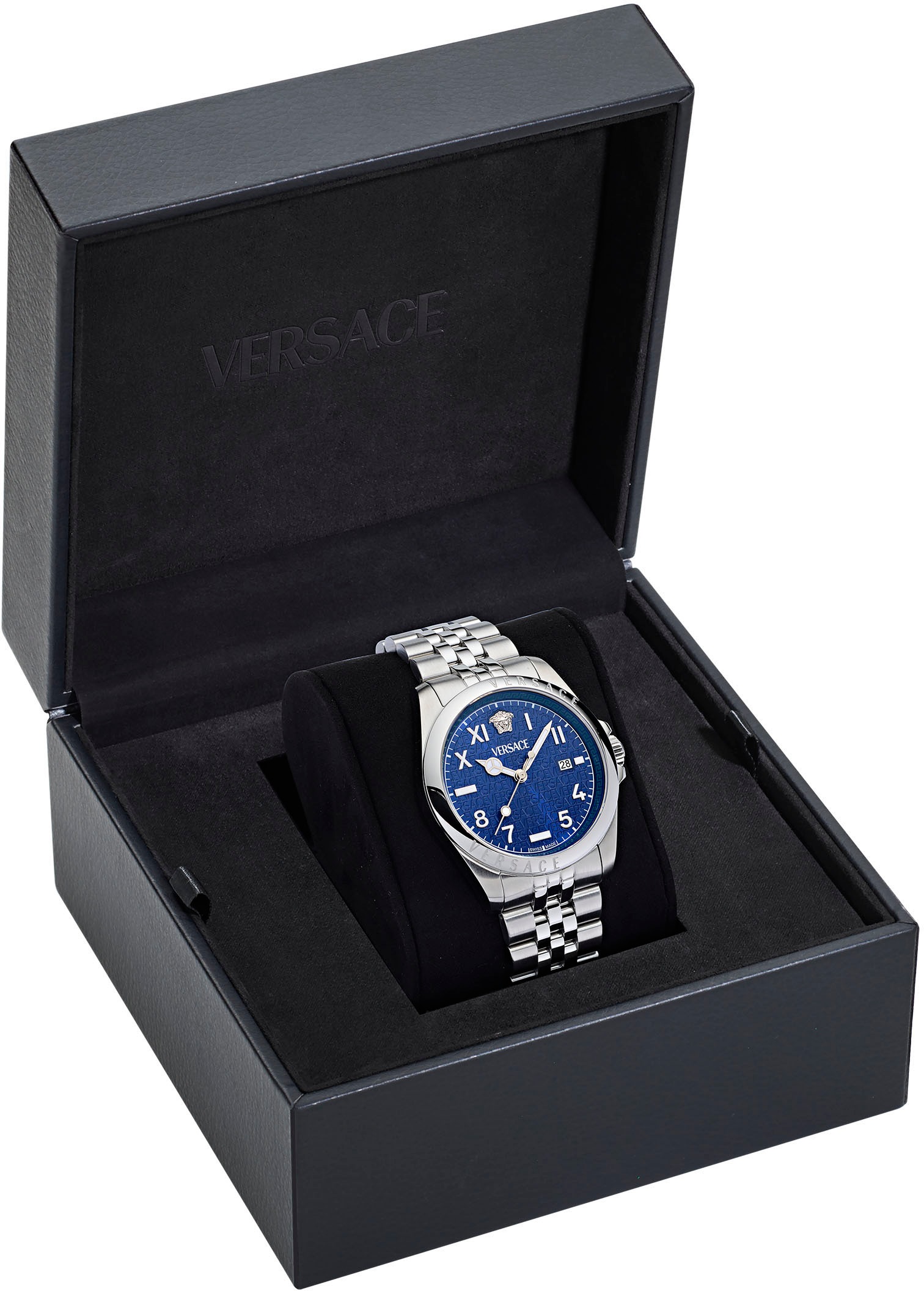 Versace Quarzuhr »VERSACE ANTEO«, Armbanduhr, Herrenuhr, Swiss Made, Saphirglas, Edelstahlarmband, Datum