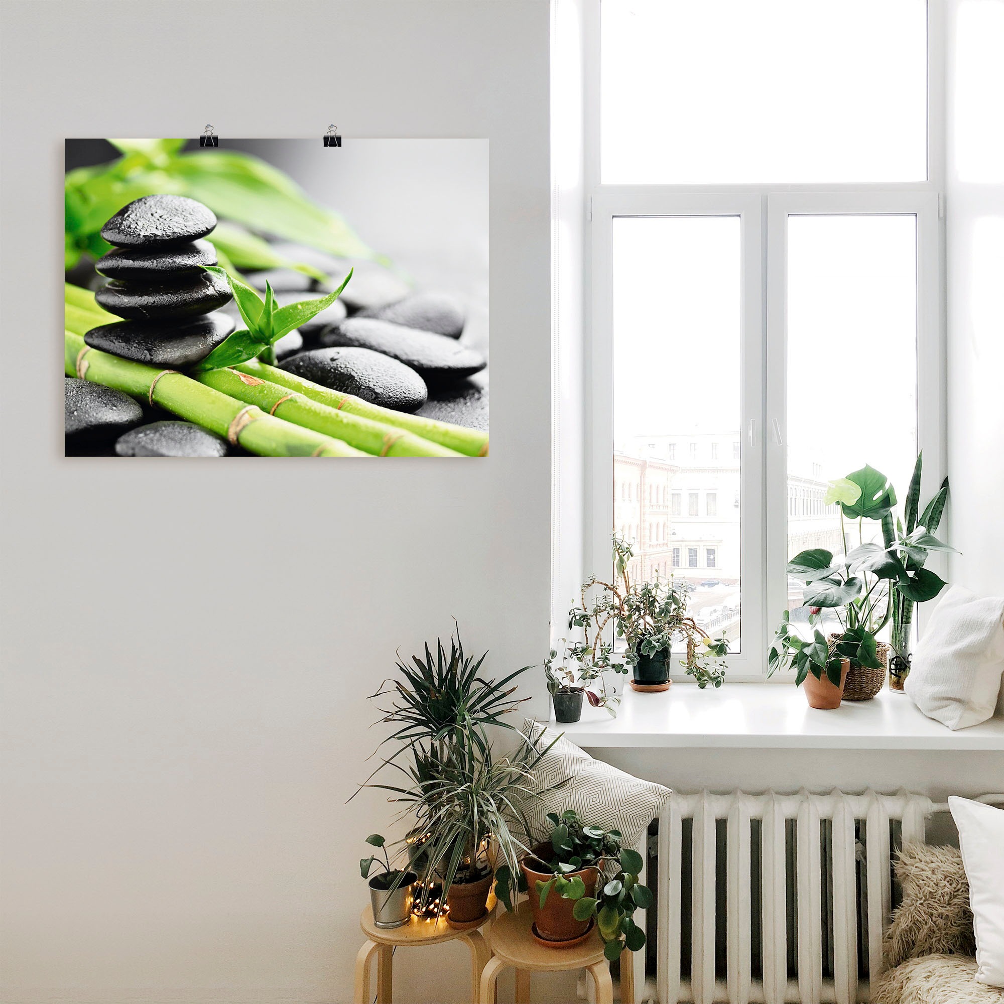 Artland Wandbild »Wachstum - Lavasteine Bambus«, Zen, (1 St.), als Alubild, Outdoorbild, Leinwandbild, Poster, Wandaufkleber