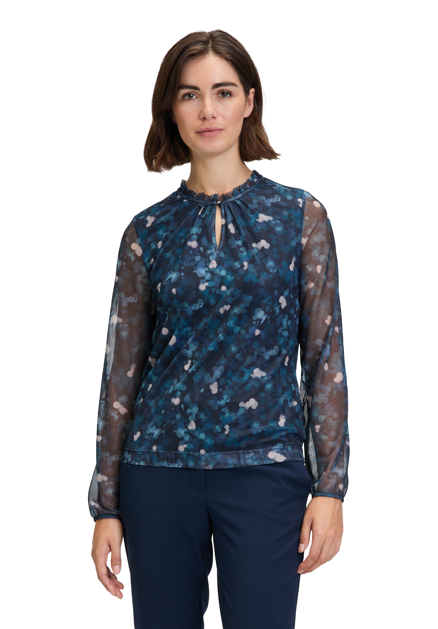 Betty&Co Kurzarmshirt "Betty & Co Damen Blusenshirt mit gekräuseltem Aussch günstig online kaufen