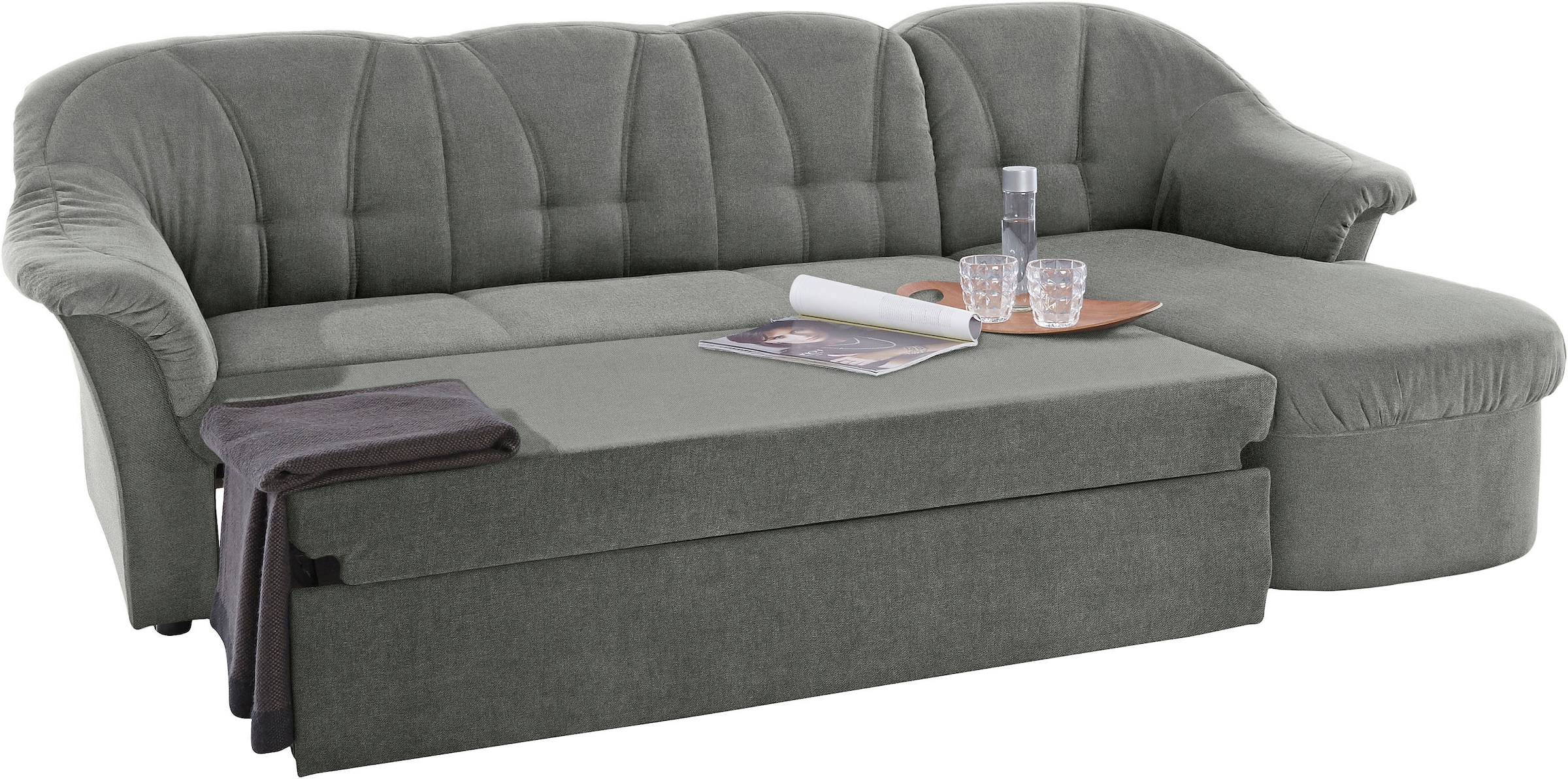 DOMO collection Ecksofa »Pegnitz, elegante Rückensteppung, komfortabel, L-Form«, wahlweise mit Bettfunktion