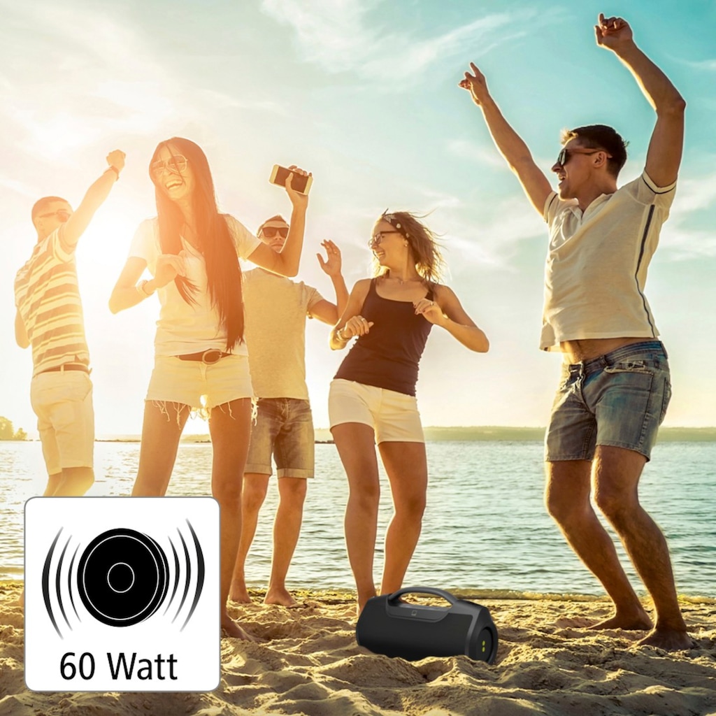 aha Bluetooth-Lautsprecher »N-ERGY, 60W stereo, kabellos, Powerbank, wasserdicht nach IPX6«