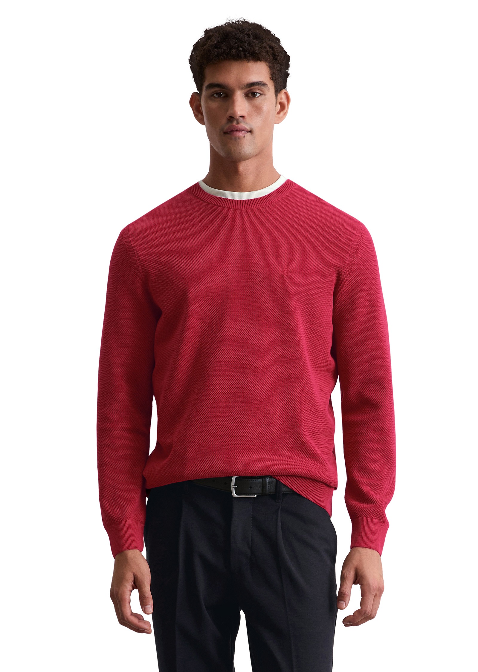 Marc OPolo Rundhalspullover "aus Bio-Baumwoll-Piqué" günstig online kaufen