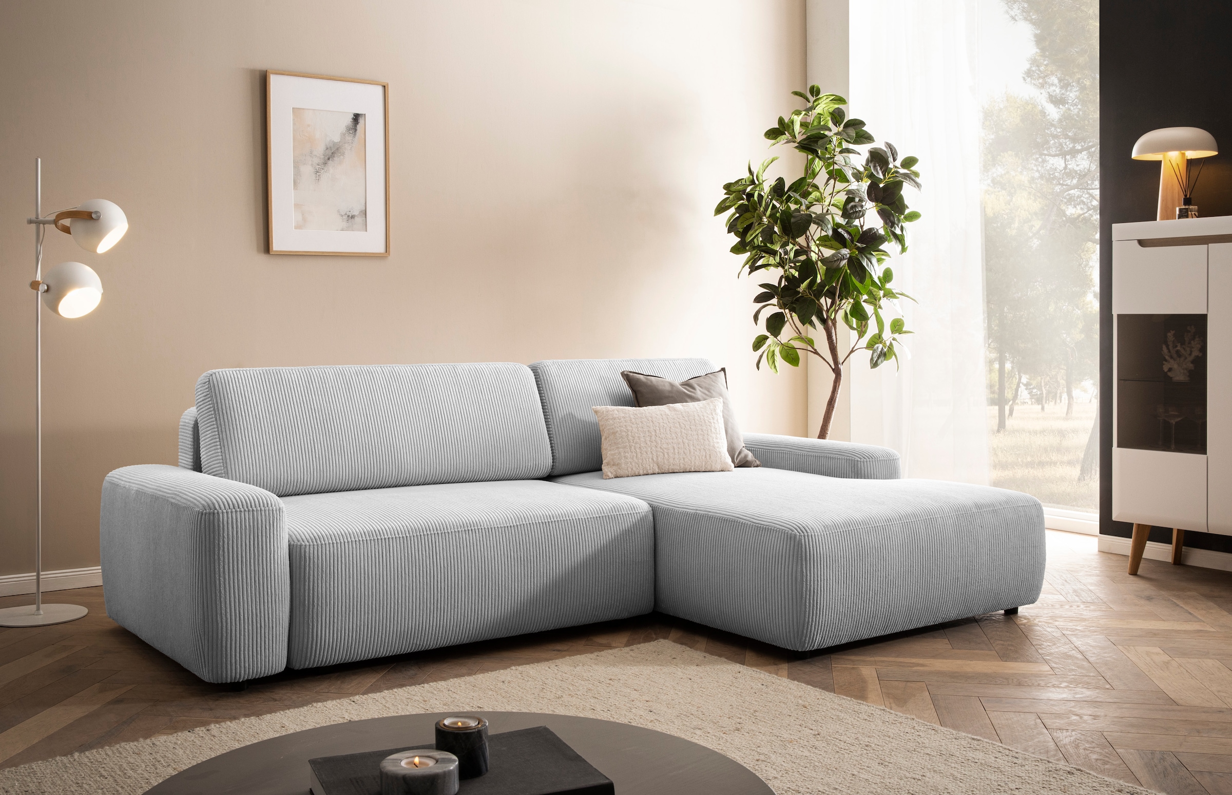 Home affaire Ecksofa "TORGE (264cm), Schlafsofa in Cord, Samtvelours o Stru günstig online kaufen