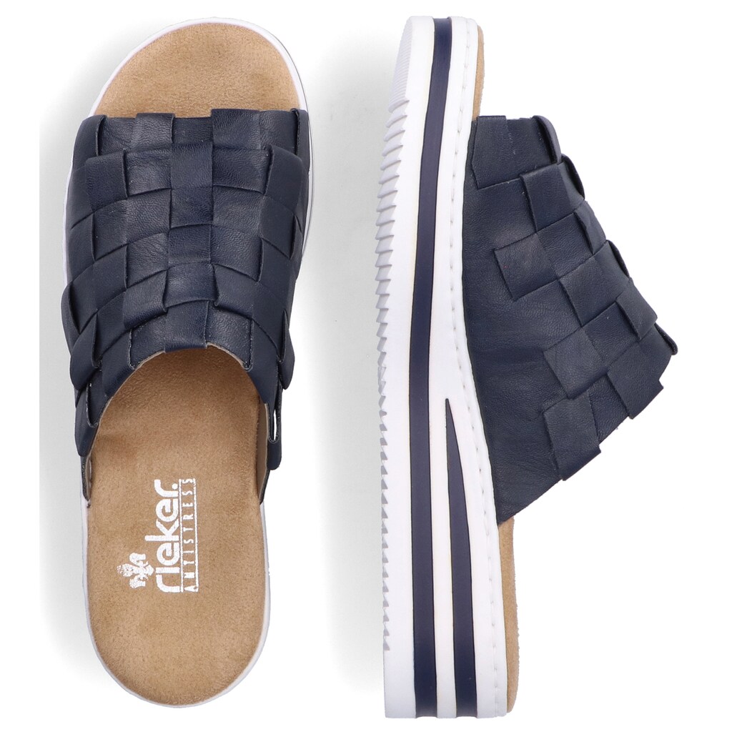 Marken Rieker Rieker Pantolette, im aktuellen Flecht-Look dunkelblau Marken Rieker Rieker Pantolette, im aktuellen Flecht-Look dunkelblau