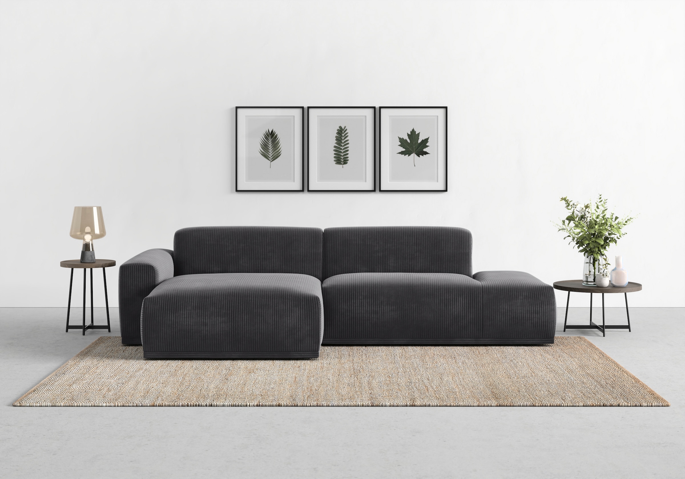 TRENDMANUFAKTUR Ecksofa Braga, aus 2 Teilen, moderner Cord-Stoff