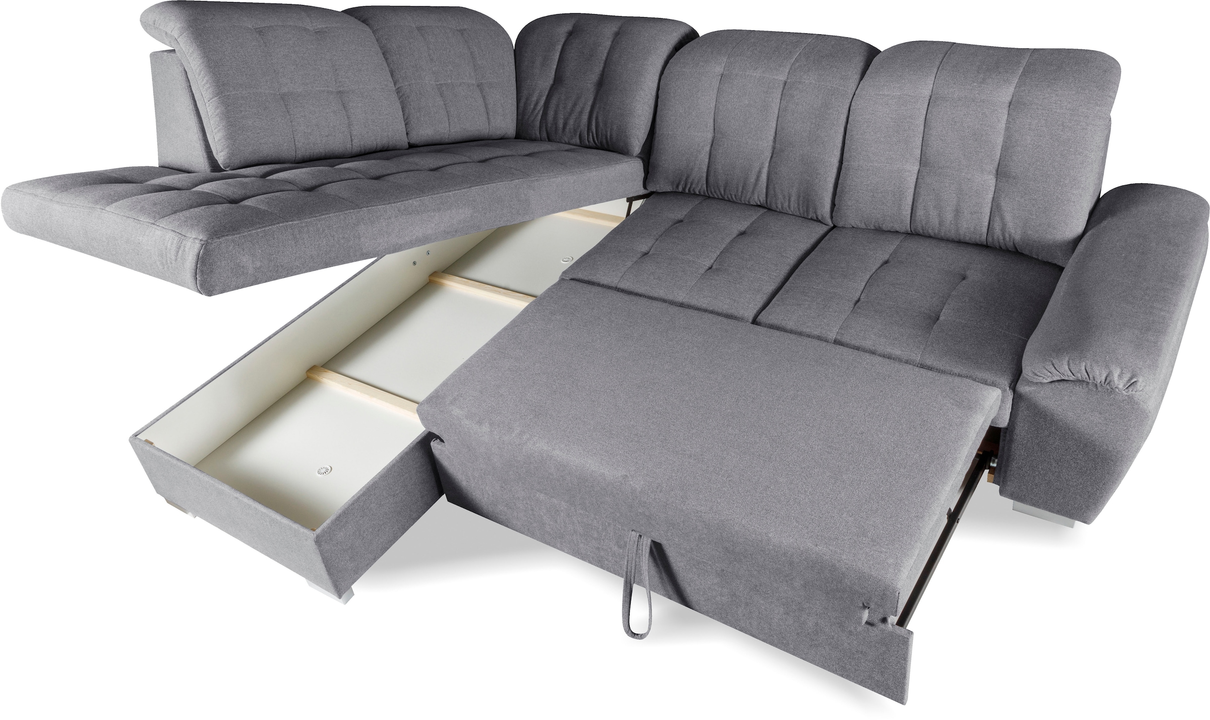WERK2 Ecksofa »Brindisi, bequem und komfortabel, L-Form«, mit verstellbaren Kopfteilen, Bettfunktion & Bettkasten