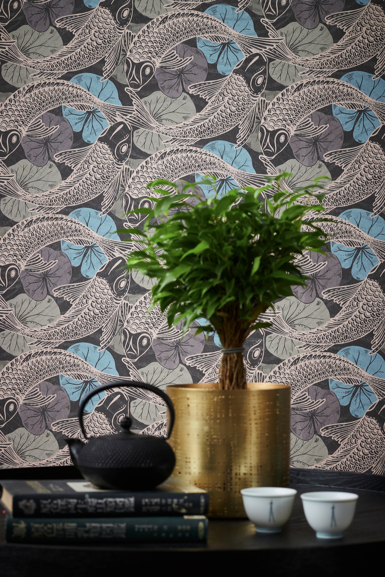 living walls Vliestapete »Metropolitan Stories, Mio Tokio«, Motiv-abstrakt-naturalistisch, Tapete Koi Tapete Japanisch Tapeten Wohnzimmer Schlafzimmer Küche Flur
