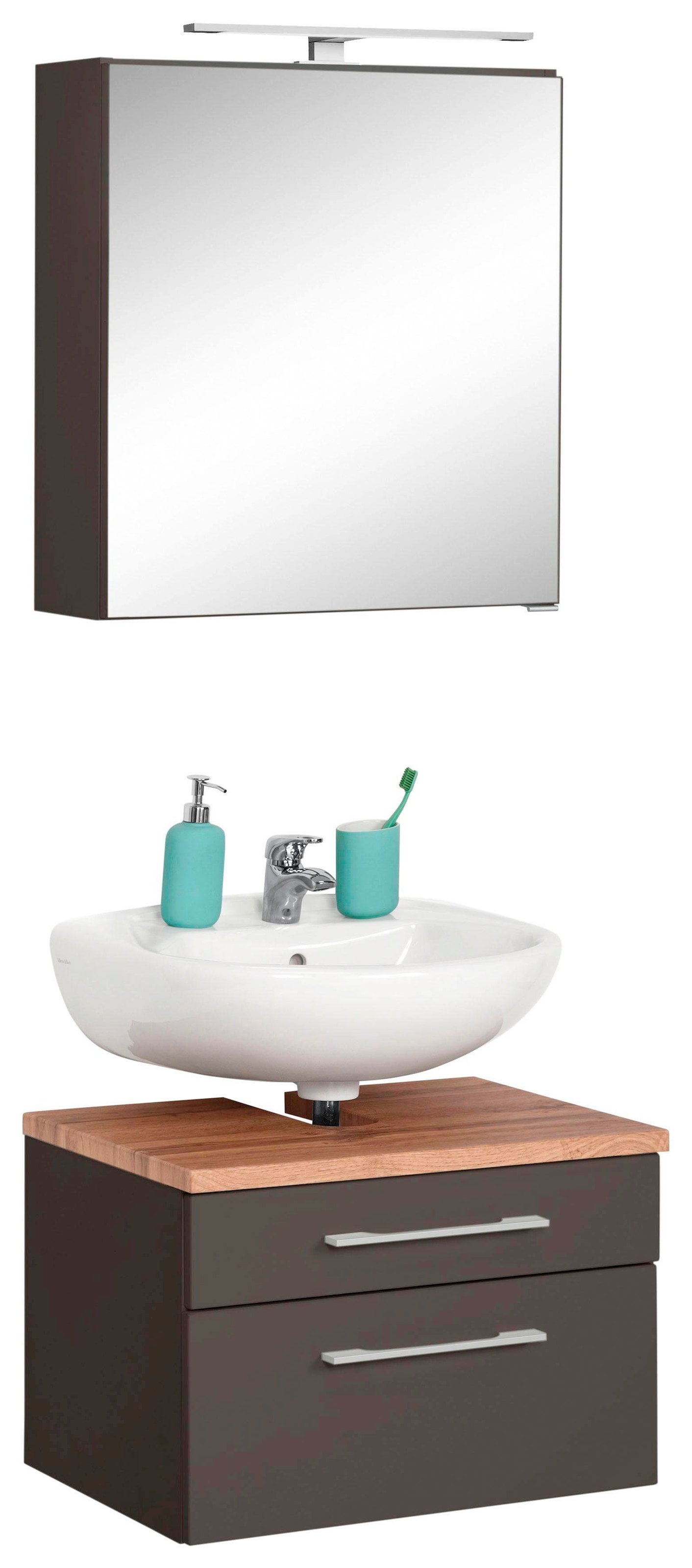 welltime Badmöbel-Set "Davos" 2 Stk. tlg. Spiegelschrank und Waschbeckenunt günstig online kaufen