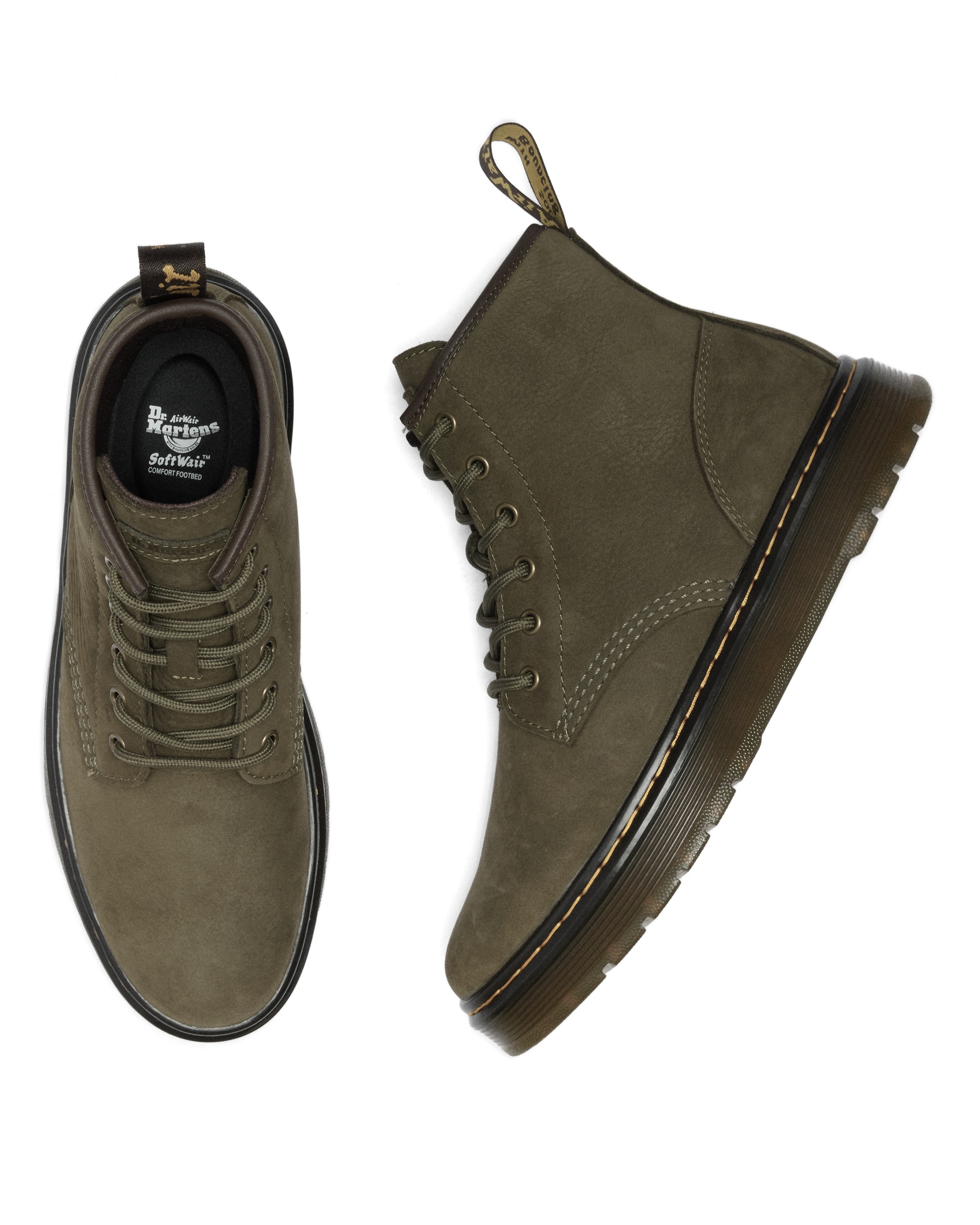 Schnürboots DR. MARTENS "Brookline", Damen, Gr. 45, olivgrün, Nubukleder, unifarben, Schuhe Schnürboots, Schnürstiefelette mit durchgängiger Laufsohle 3