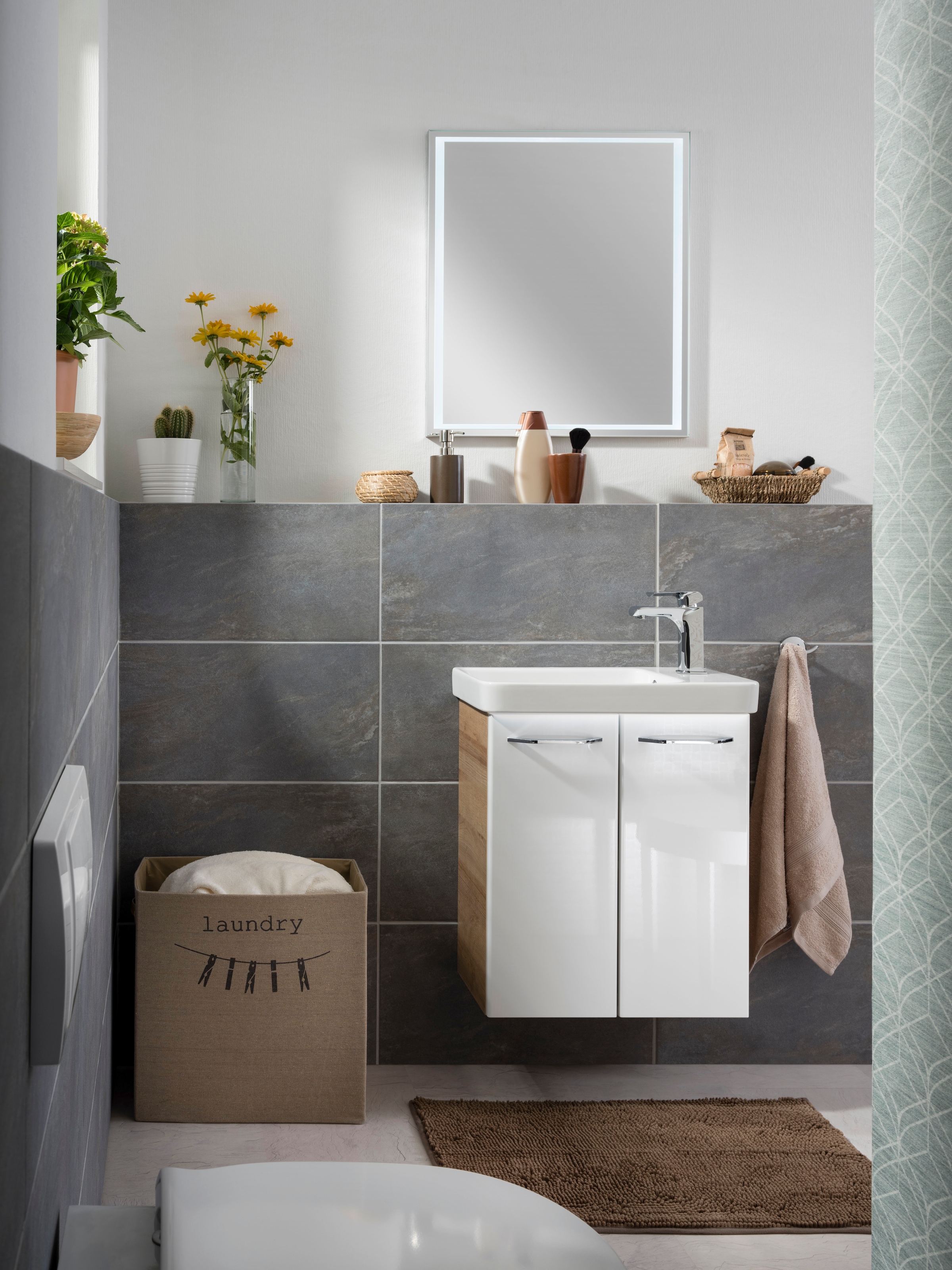 FACKELMANN Waschtisch "Mini-Gäste-WC-Set MILANO" 2-teilig, 2 tlg. Badmöbel, günstig online kaufen