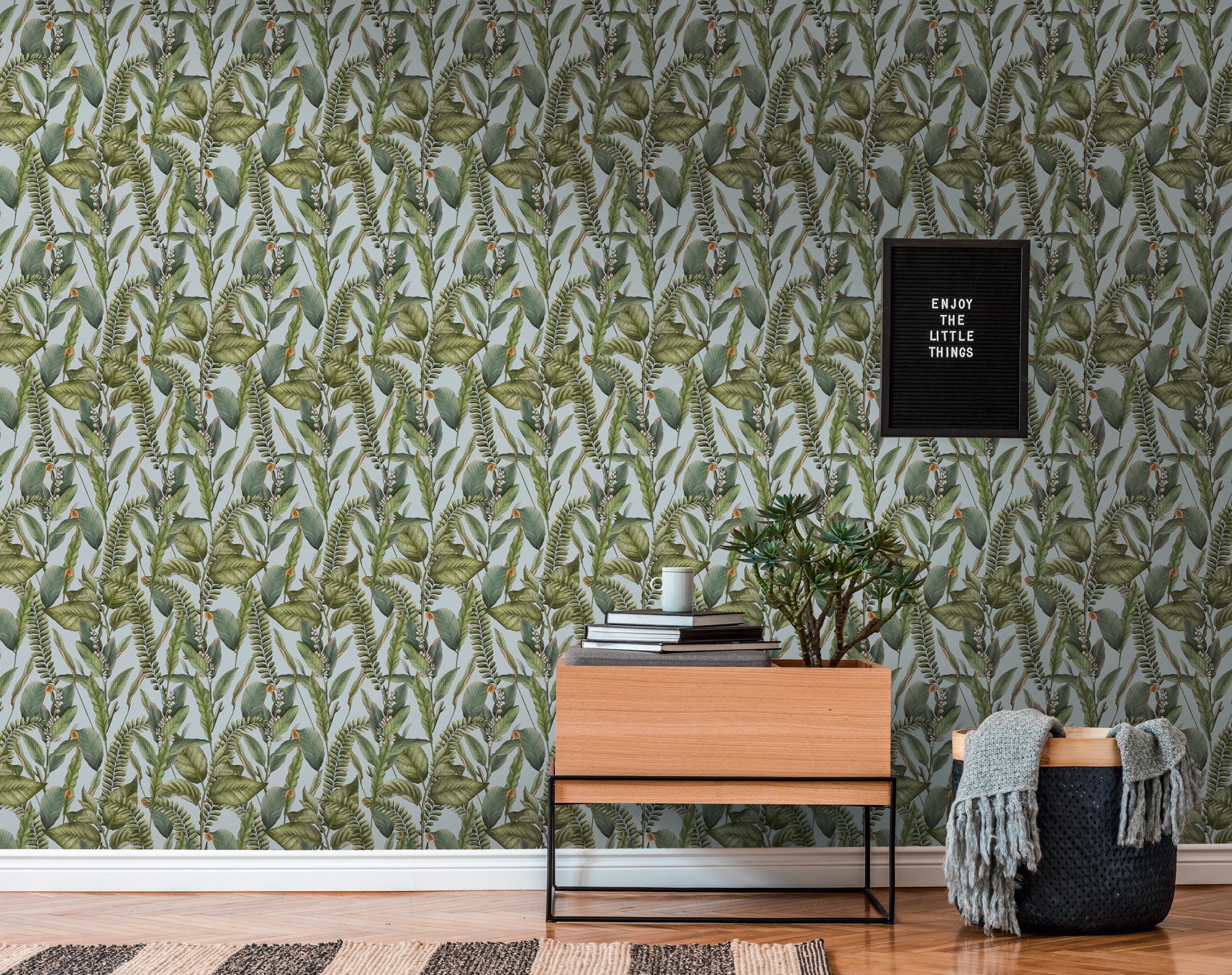 living walls Vliestapete "Drawn Into Nature Dschungel-Tapete Mustertapete Floral Natur" matt strukturiert Vliestapete Dschungel für Schlafzimmer Küche Wohnzimmer Dschungel Flur
