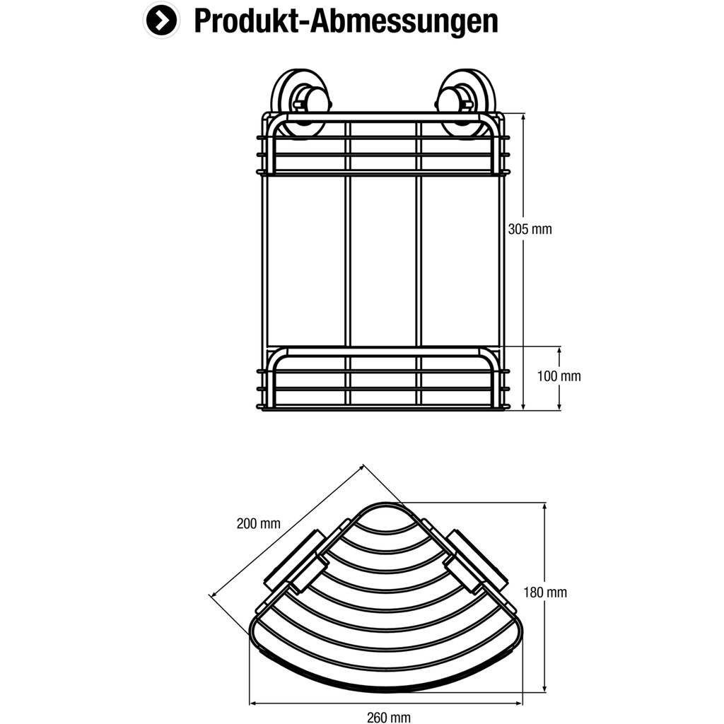 CORNAT Duschregal »3 in 1 - Zwei extra höhe Körbe - Zur Eckmontage - Duschablage«