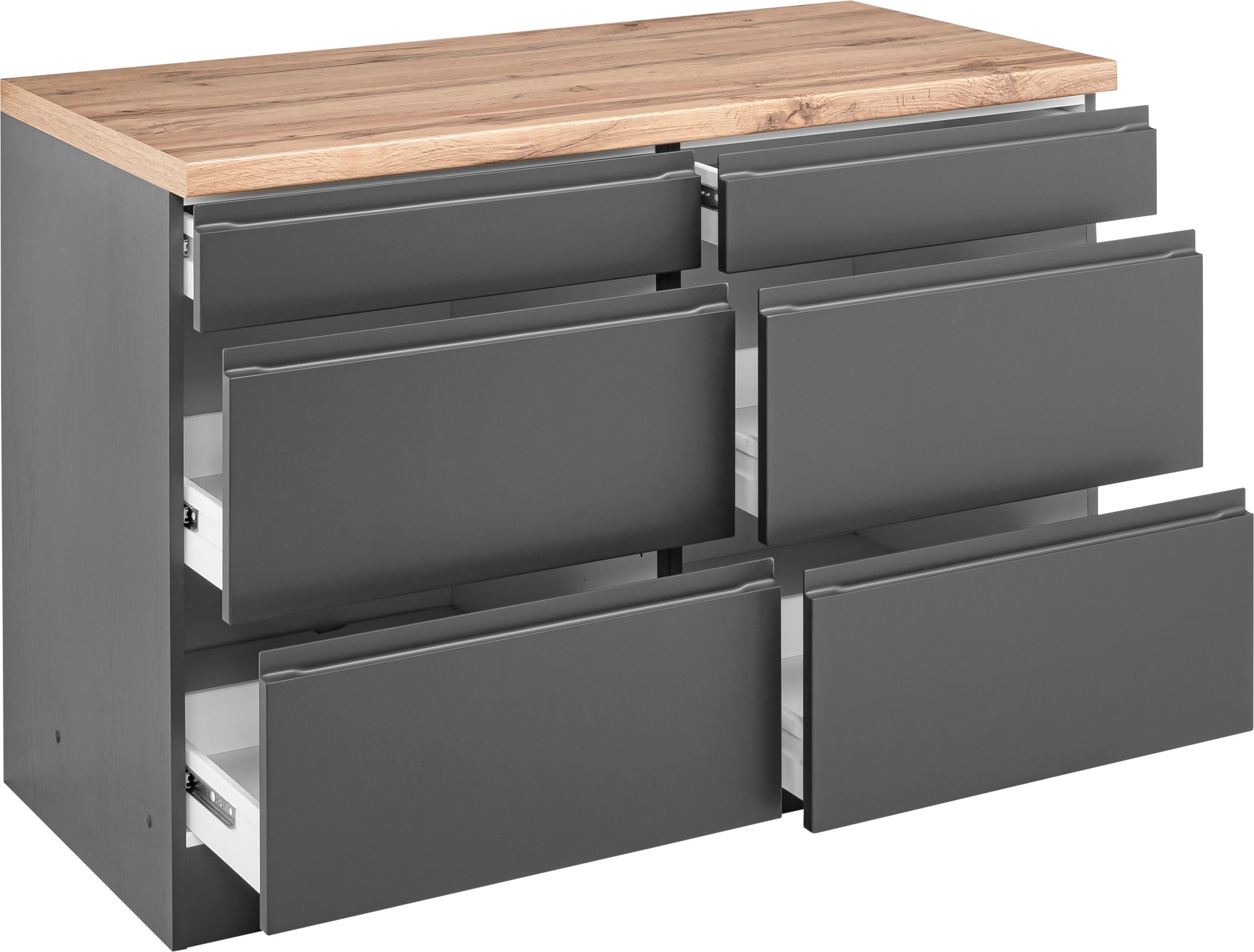 KOCHSTATION Unterschrank »KS-Bruneck« >>Bruneck<< 120 cm breit, für viel Stauraum, hochwertige MDF-Fronten