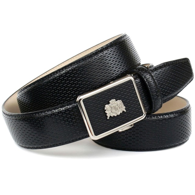 Anthoni Crown Ledergürtel, für schwarze Schuhe mit perforiertem Leder, mit  kleinem Wappen bestellen | BAUR