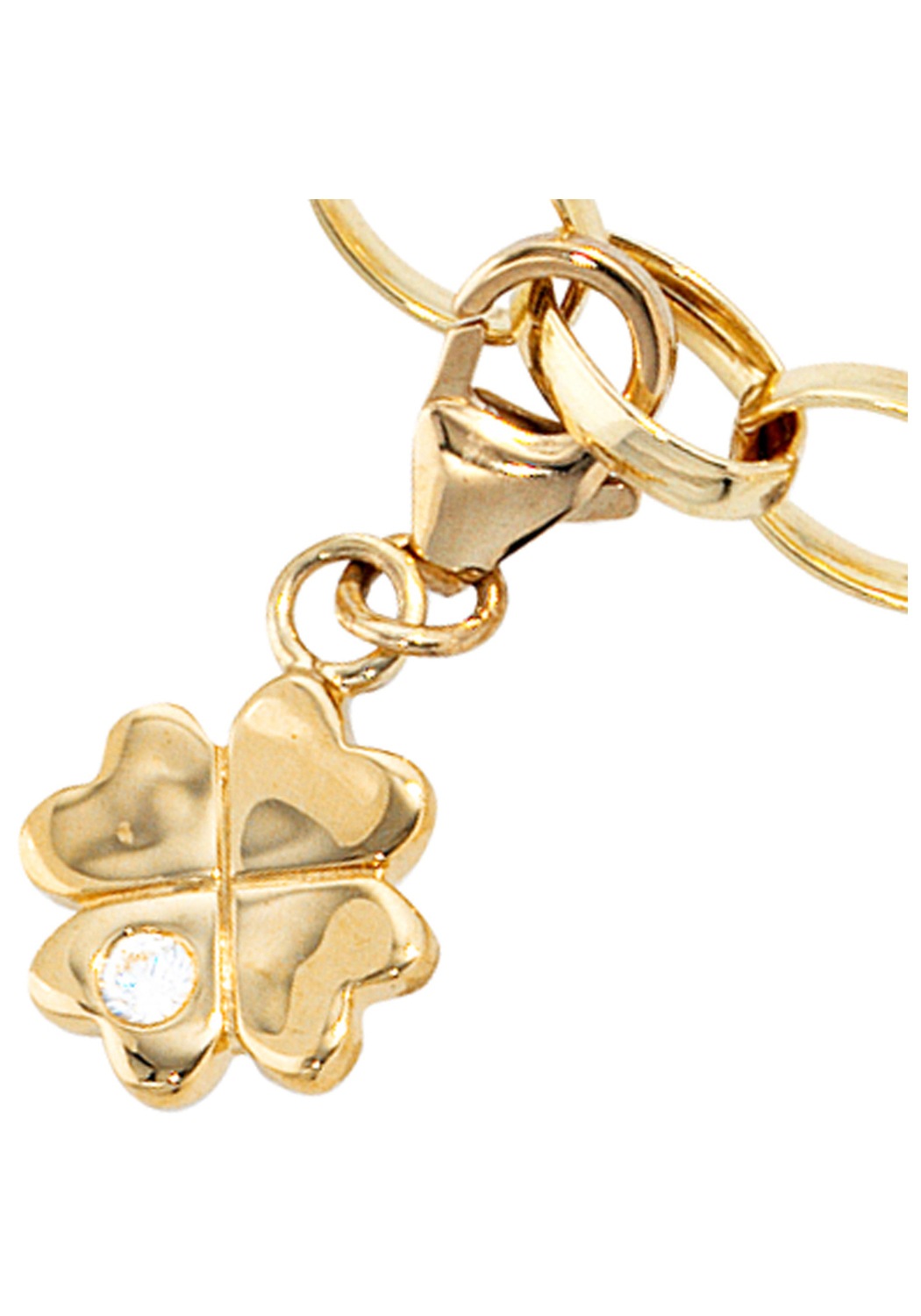 Charm-Einhänger »Kleeblatt«, 333 Gold mit Zirkonia