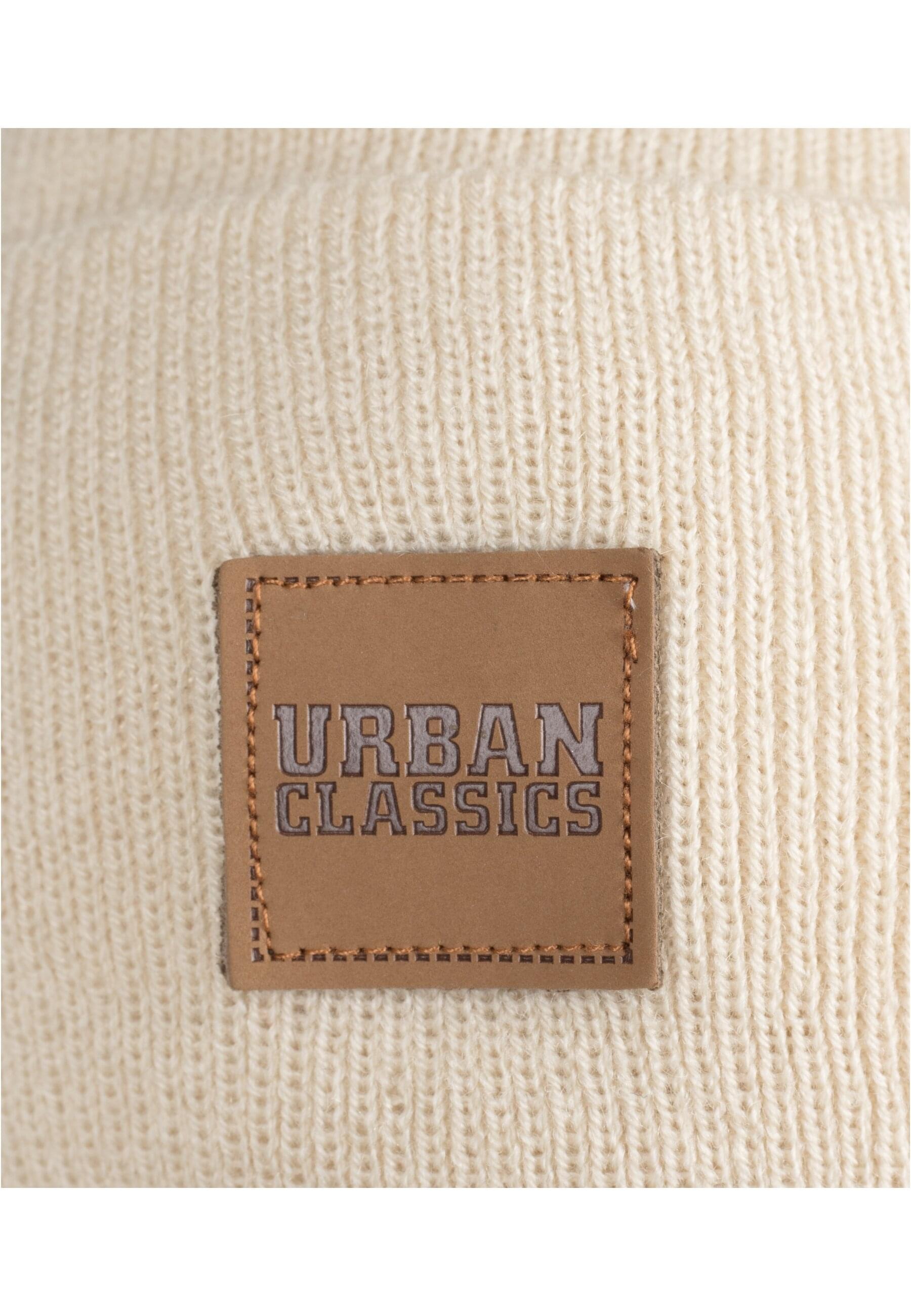 URBAN CLASSICS Beanie »Urban Classics Unisex Synthetic Leatherpatch Long Beanie«, (1 St.)