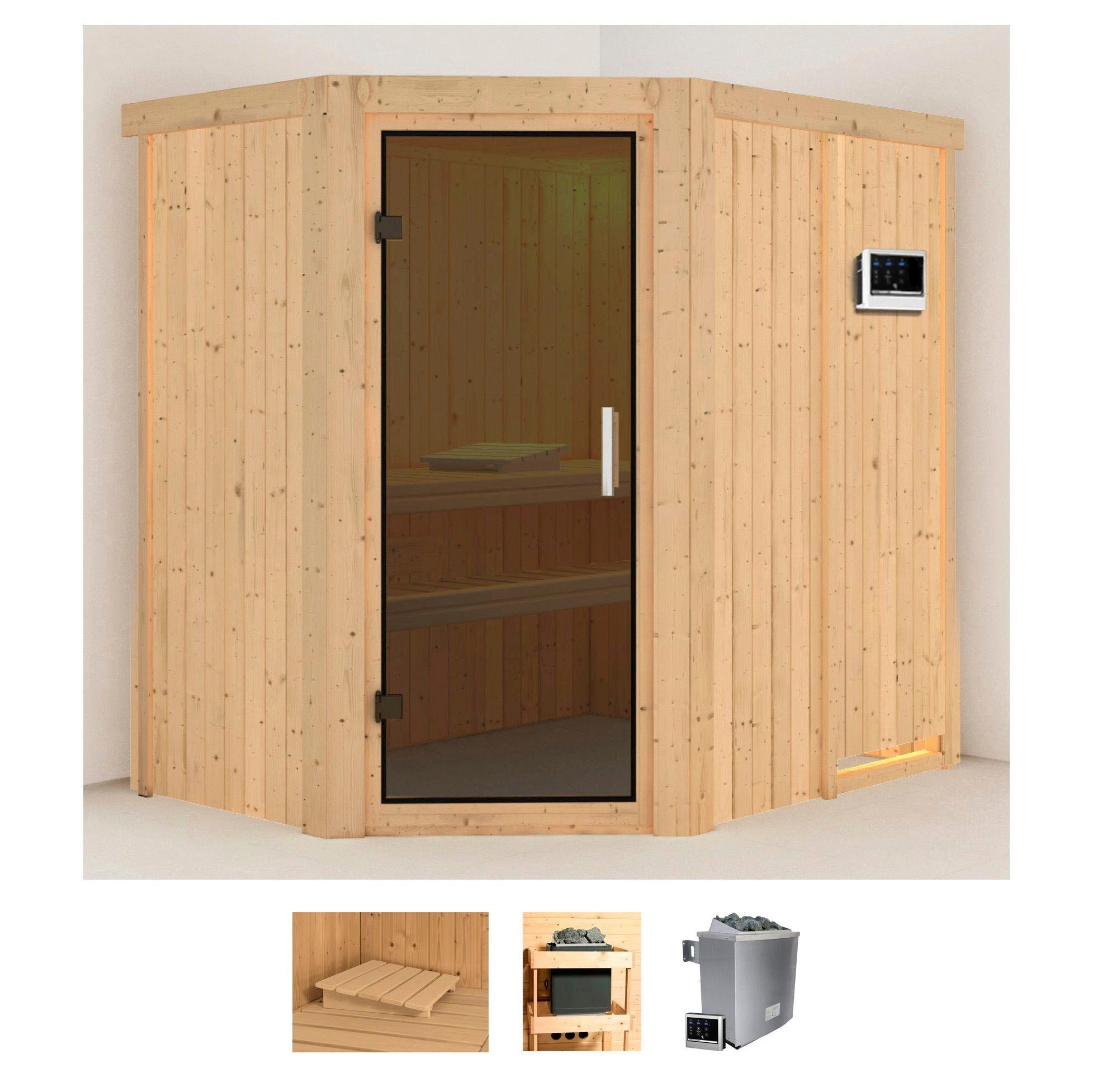 Karibu Sauna "Clara" Set, Ofen 9 KW externe Strg easy