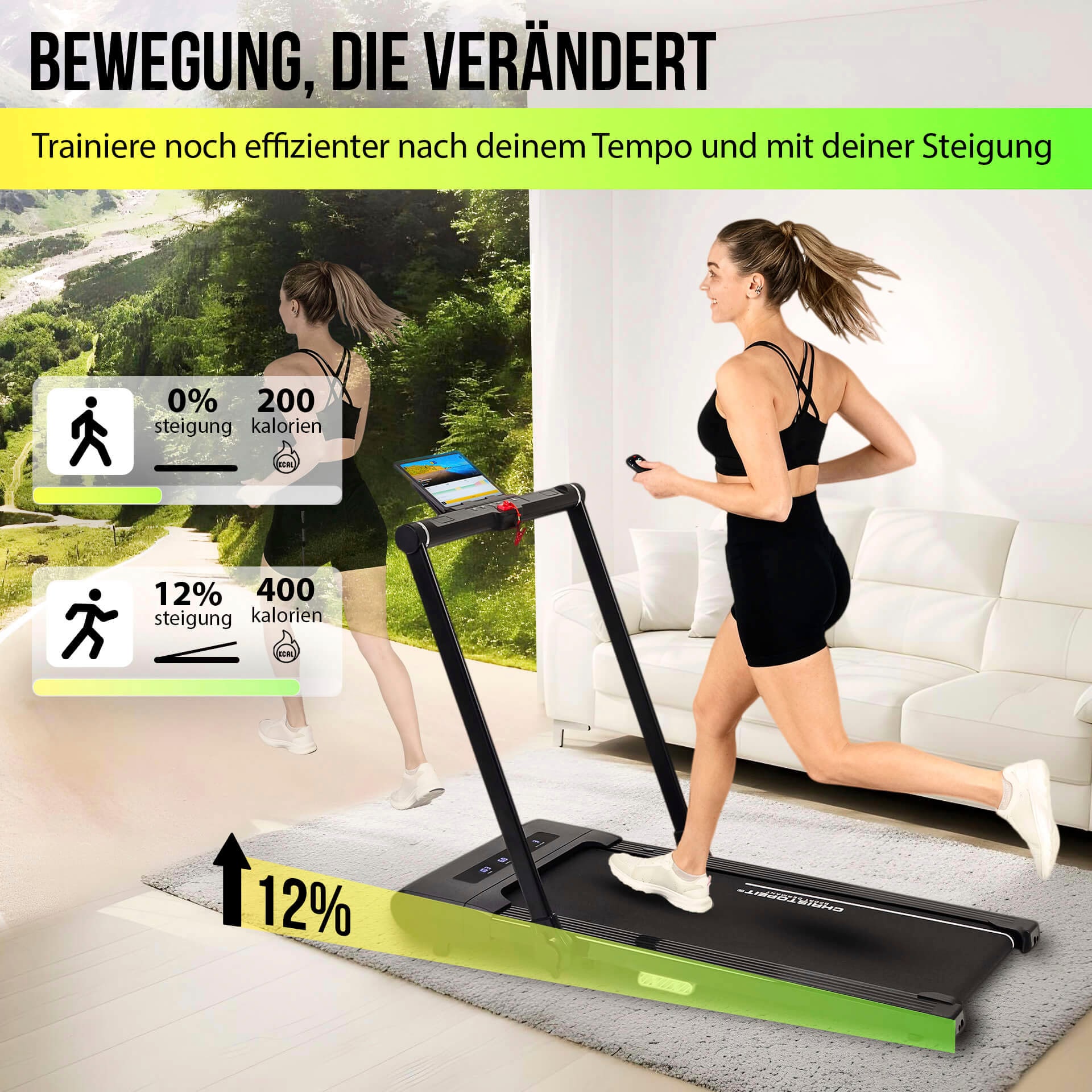 Christopeit Sport® Laufband »Laufband Walk Run Pro 2 in 1« bis max. 12 km/h, klappbar, 120 kg max. Benutzergewicht