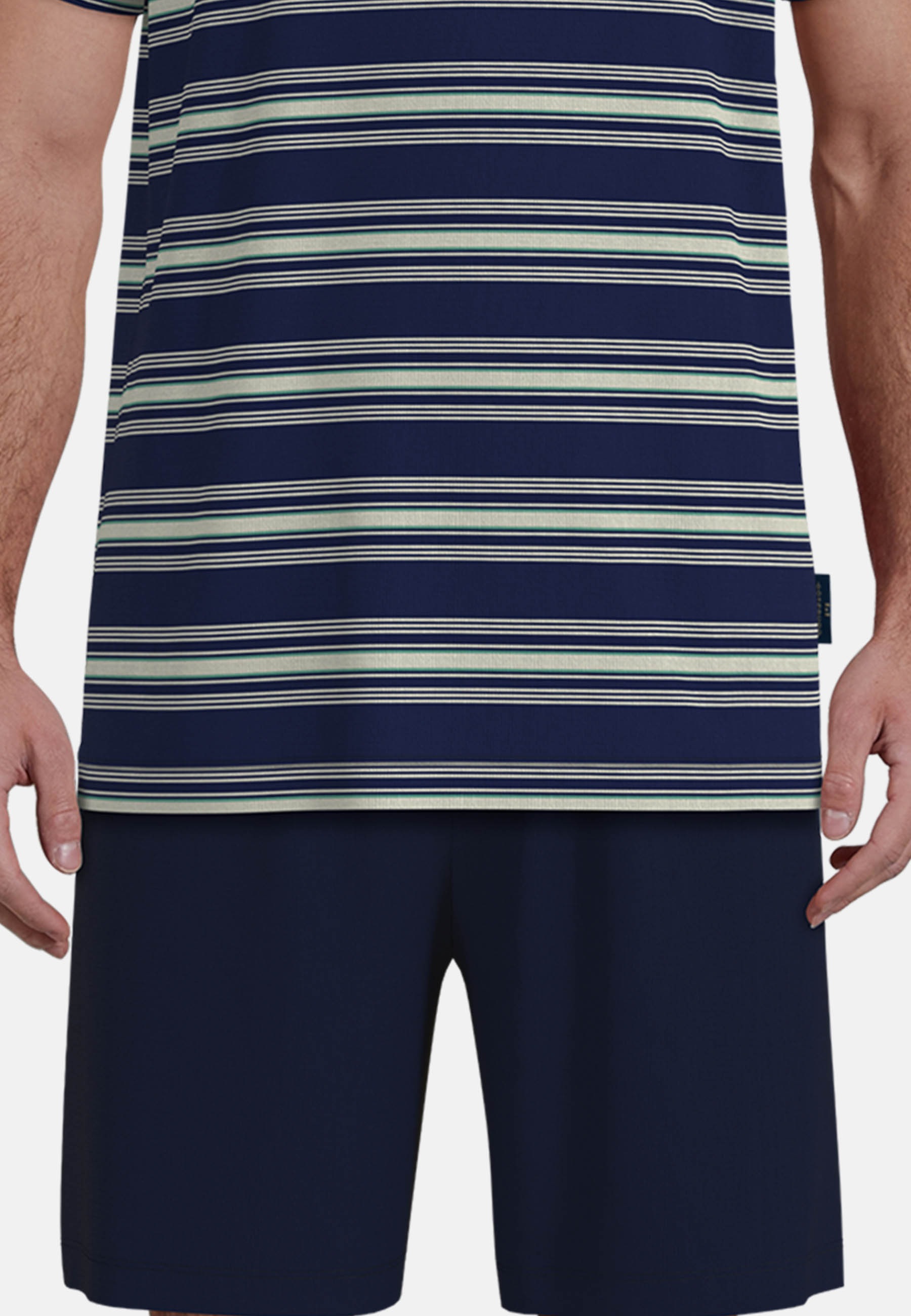 GÖTZBURG Shorty gestreift, kurz, atmungsaktiv, V-Ausschnitt, Baumwollmix