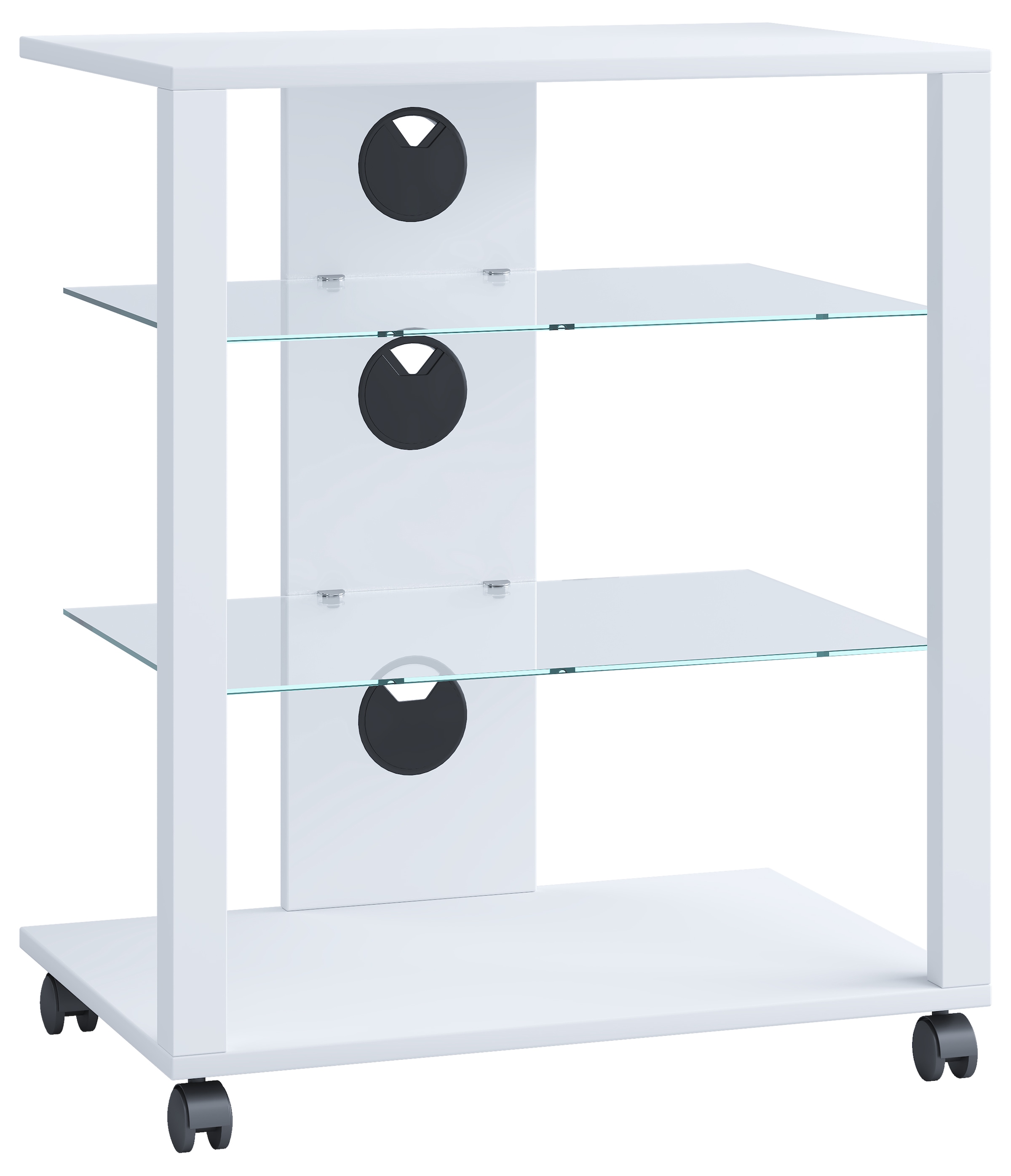 VCM Media-Board »VCM Hifi Holz Möbel | Rack Schrank Phono Regal mit Rollen | 2 Glasböden | Maße: H. 70 x B. 60 x T. 41 cm | Phono Mediaregal - Folas«, (VCM Folas)