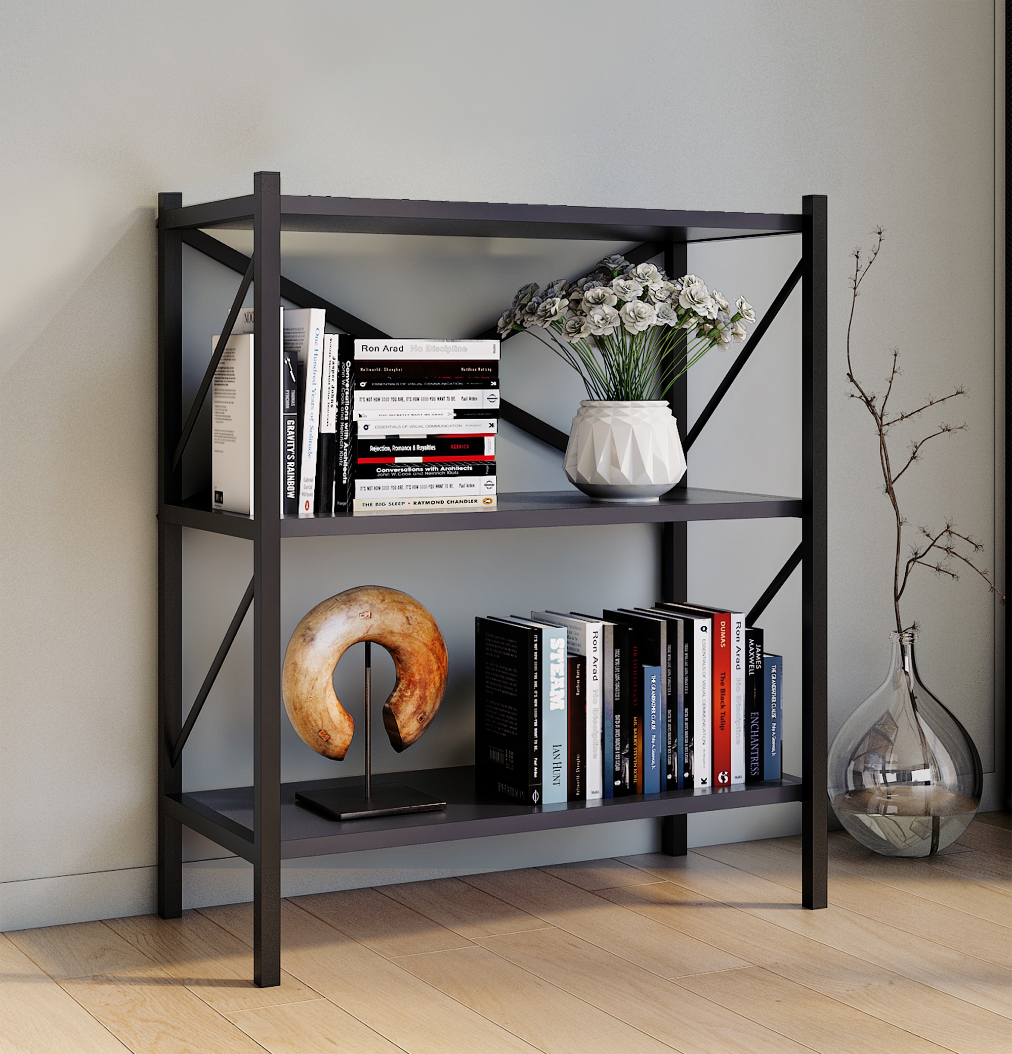 VCM Standregal »Holz Metall Stand Regal Büro Bücher Insasi 2fach«