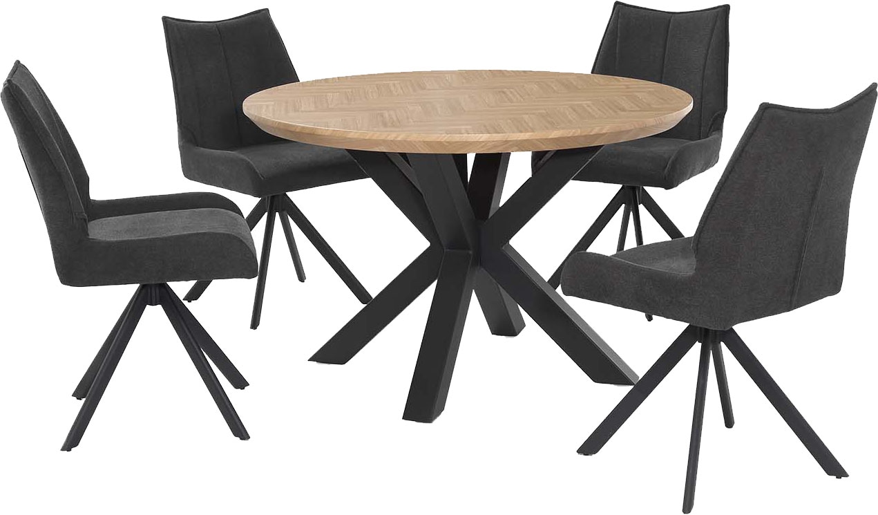 Jockenhöfer Gruppe Esstisch "Oakland", rund, 120cm ø, Parkettoptik., Metall günstig online kaufen