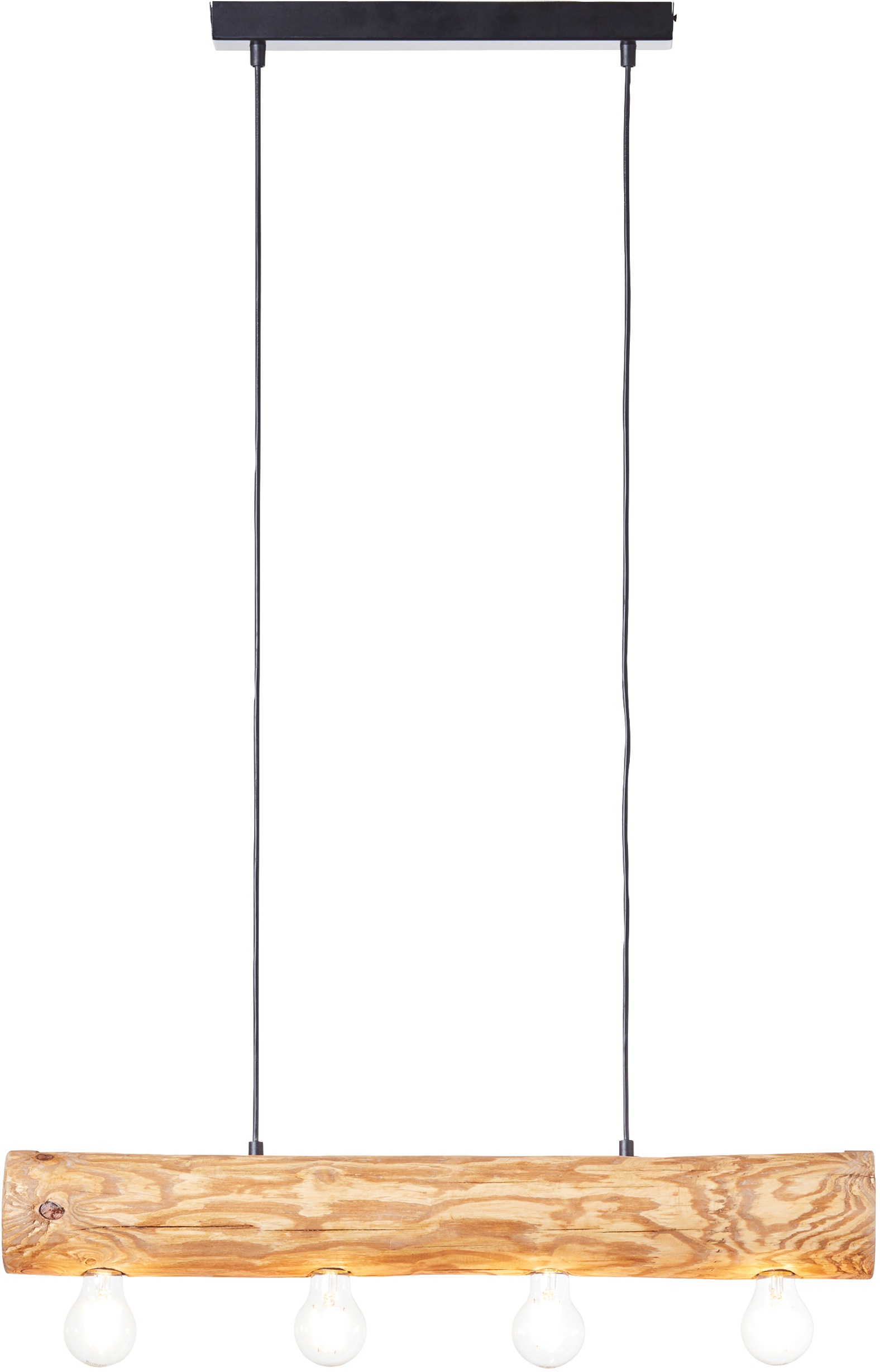 Brilliant Pendelleuchte »Trabo«, 4 flammig, Leuchtmittel E27 | ohne Leuchtmittel, 105cm Höhe, 70cm Breite, 4 x E27, kürzbar, Holz/Metall, kiefer gebeizt