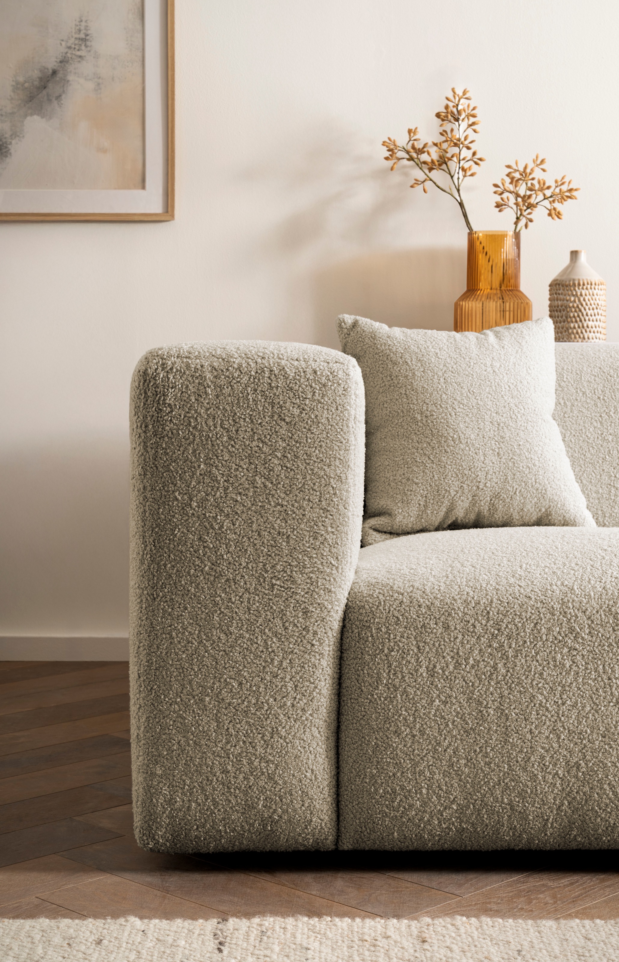 andas 3-Sitzer »BAKELS, Couch in Cord oder Boucle-Stoff, Sofa im modernen Design«, bequemer Sitzkomfort,in 2 Stoffen und 8 Farben lieferbar