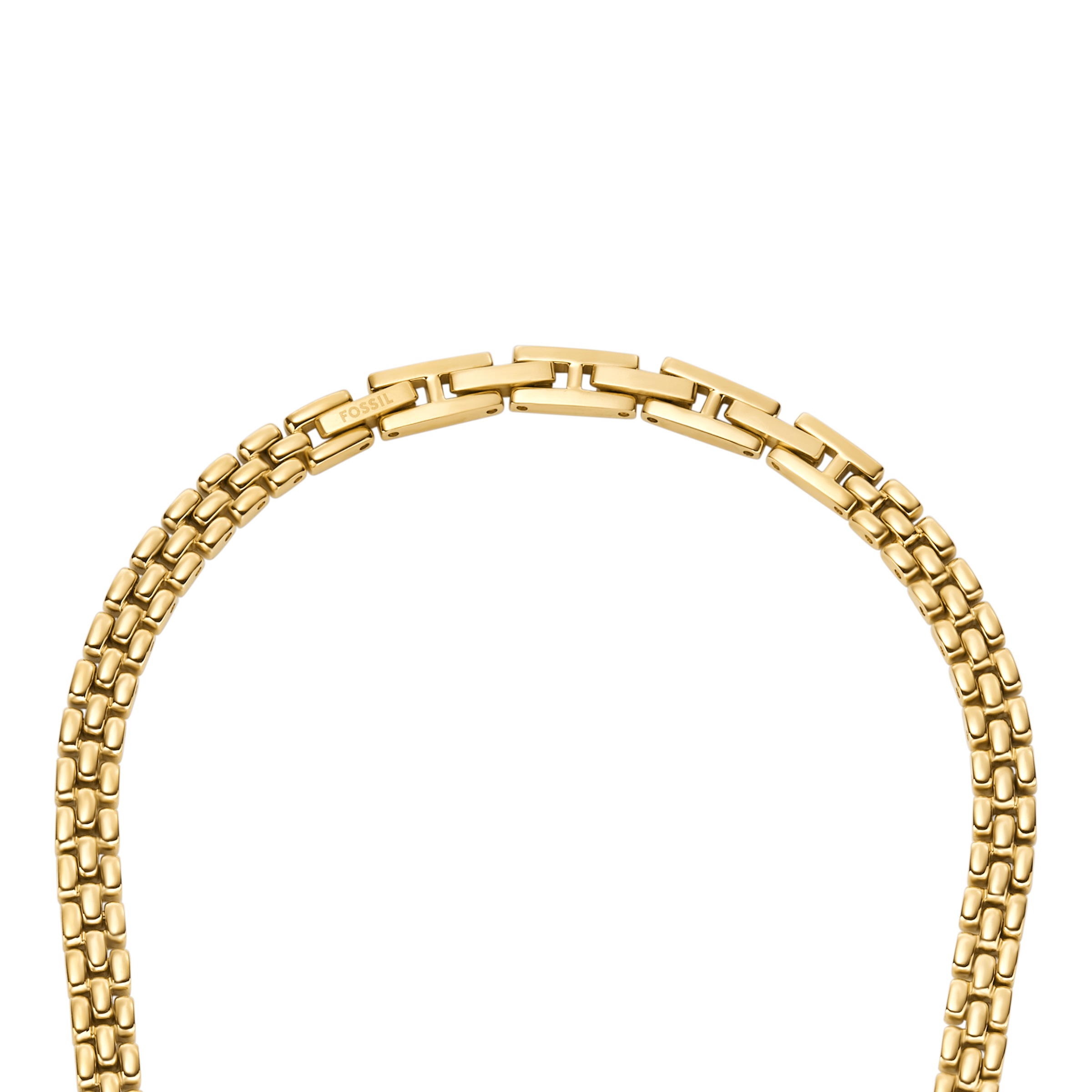 Gliederkette FOSSIL "Schmuck Geschenk Edelstahl ARDEN", gold (gelbgoldfarben), Halsketten, Damen, Edelstahl, L: 45,5 B: 6mm, Gliederkette, B:6mm 4